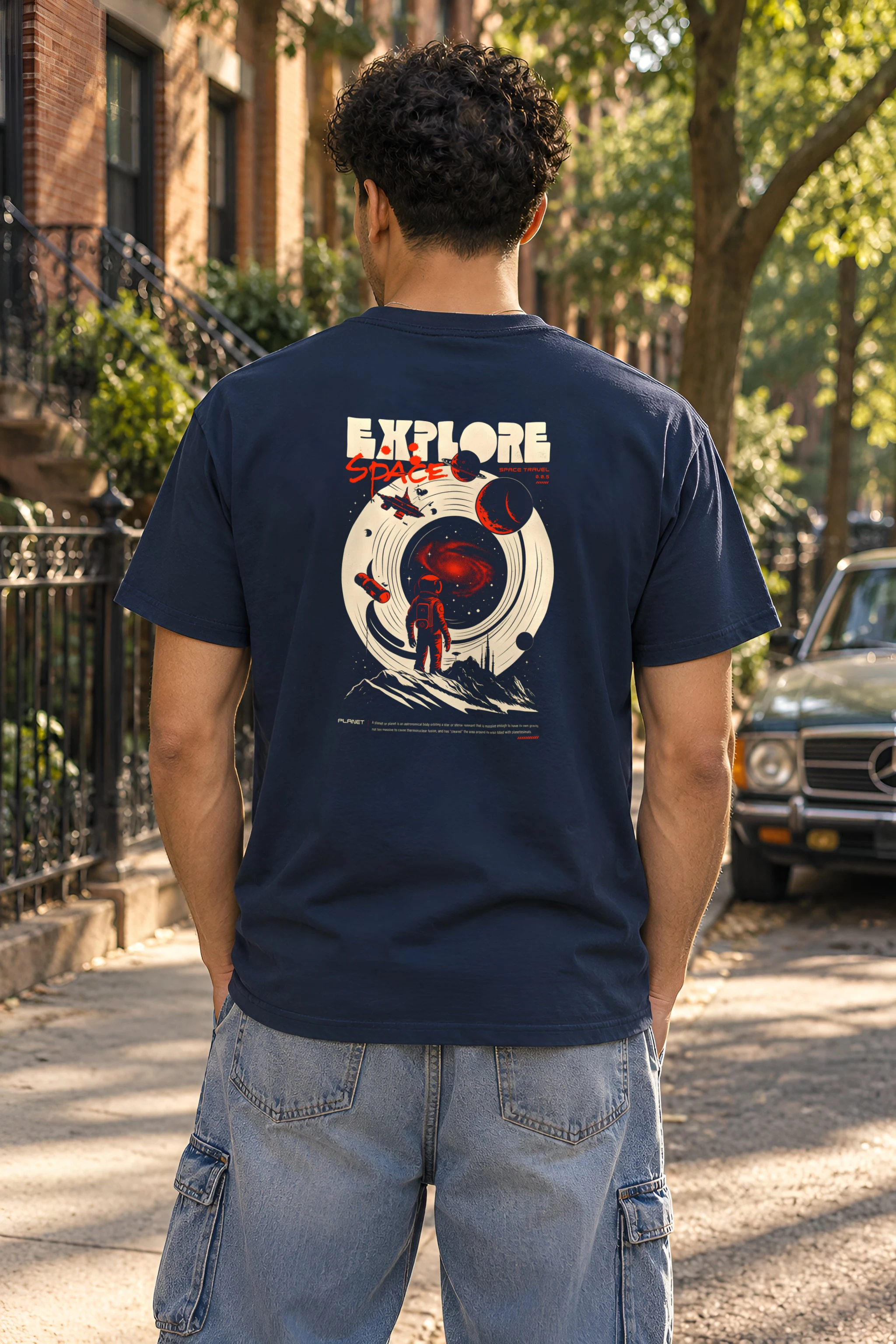 "Explore Space Travel" Heavyweight Unisex Crewneck T-shirt