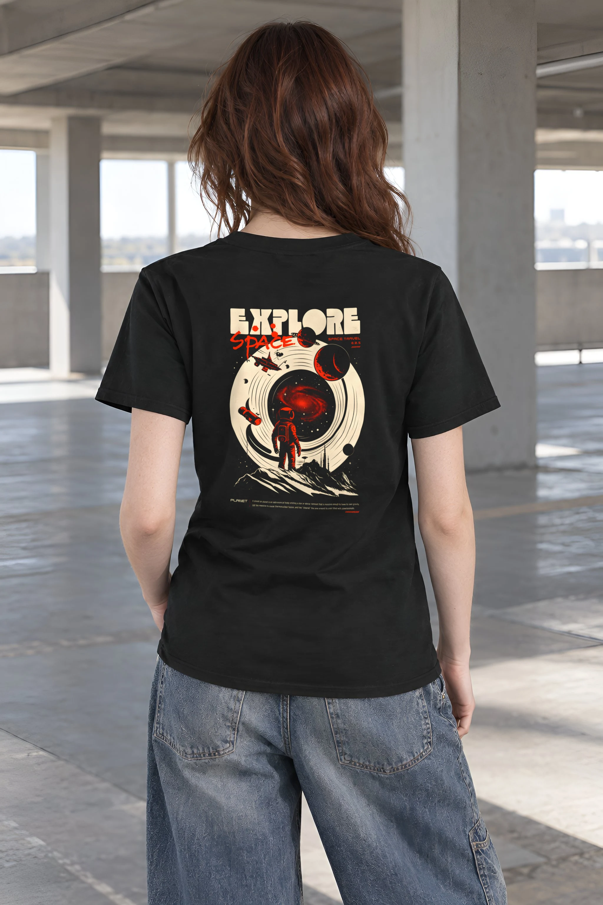 "Explore Space Travel" Heavyweight Unisex Crewneck T-shirt