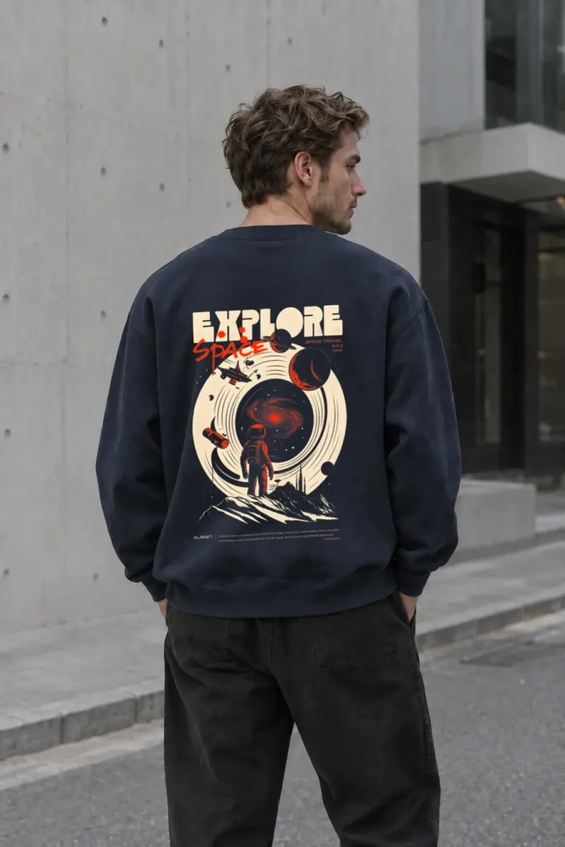"Explore Space" Unisex Sponge Fleece Crewneck Sweatshirt | Bella + Canvas 3901