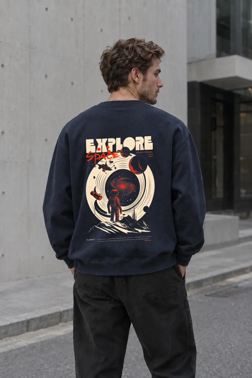"Explore Space" Unisex Sponge Fleece Crewneck Sweatshirt | Bella + Canvas 3901