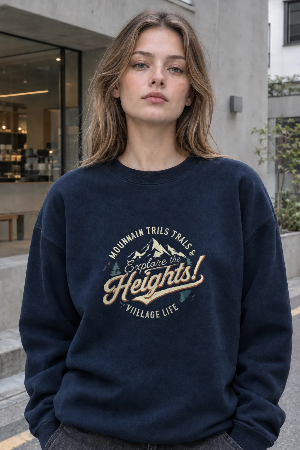 "Explore The Heights" Heavy Blend Unisex Crewneck Sweatshirt | Gildan 18000