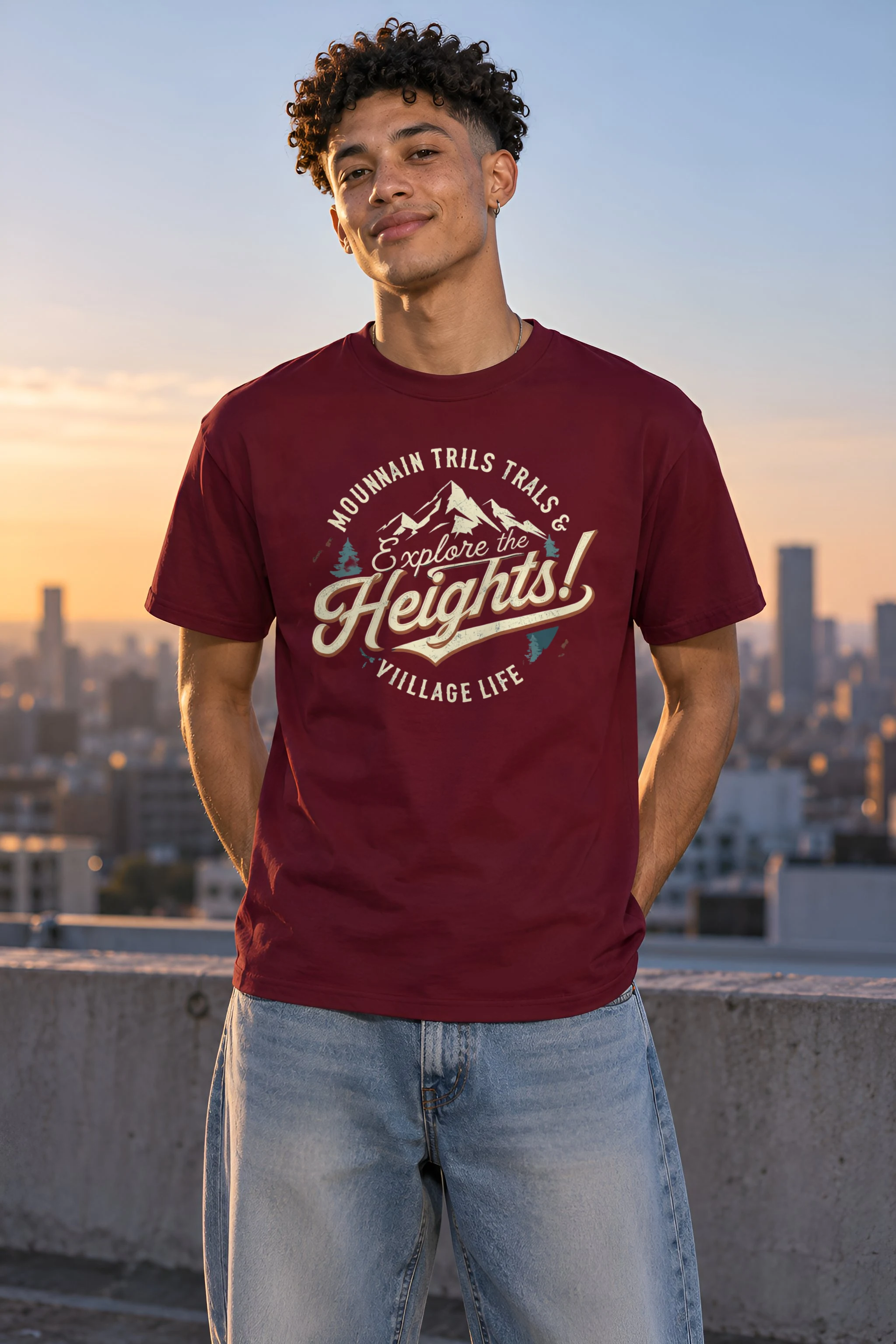 "Explore The Heights" Heavyweight Unisex Crewneck T-shirt
