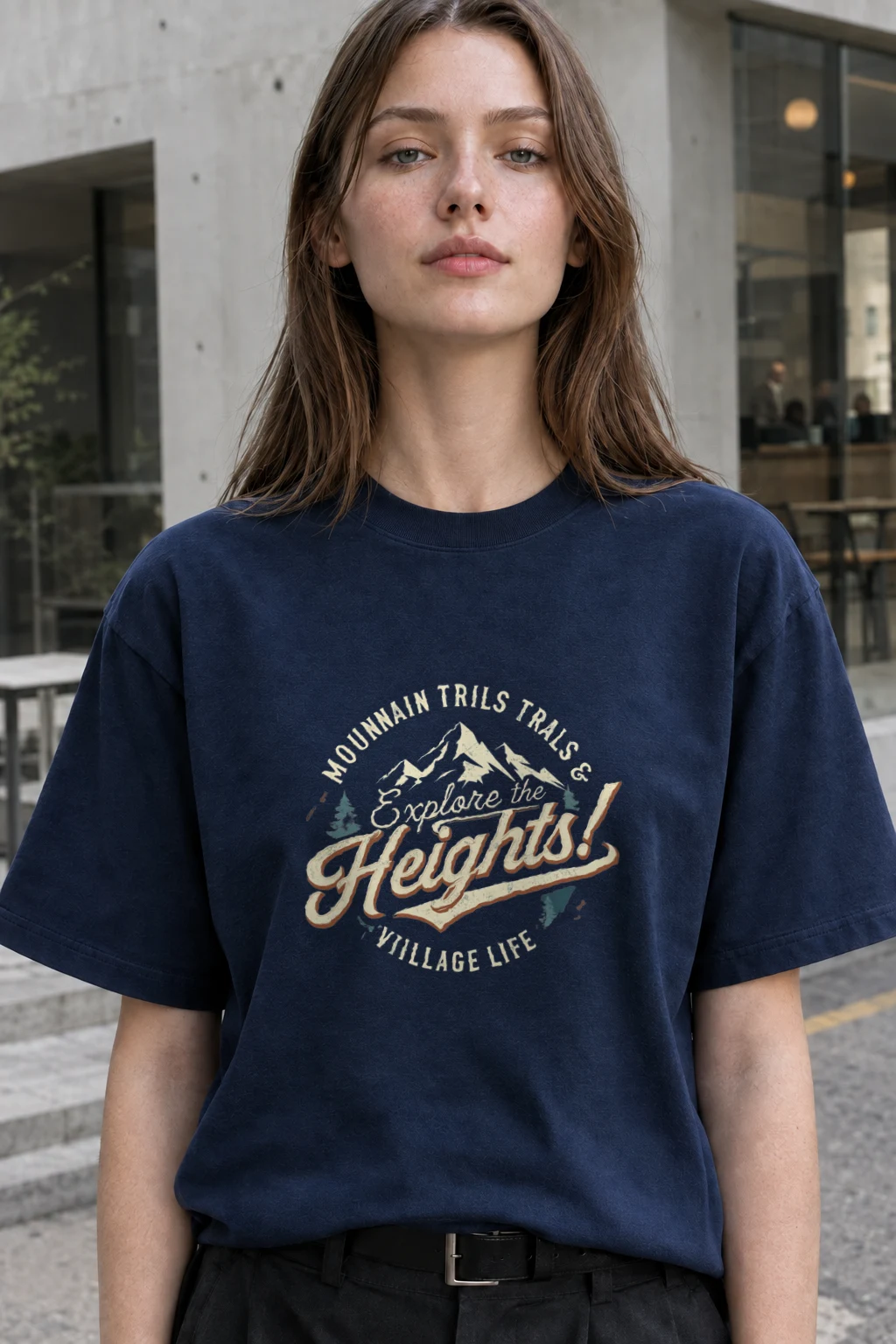 "Explore The Heights" Heavyweight Unisex Crewneck T-shirt | Gildan 5000