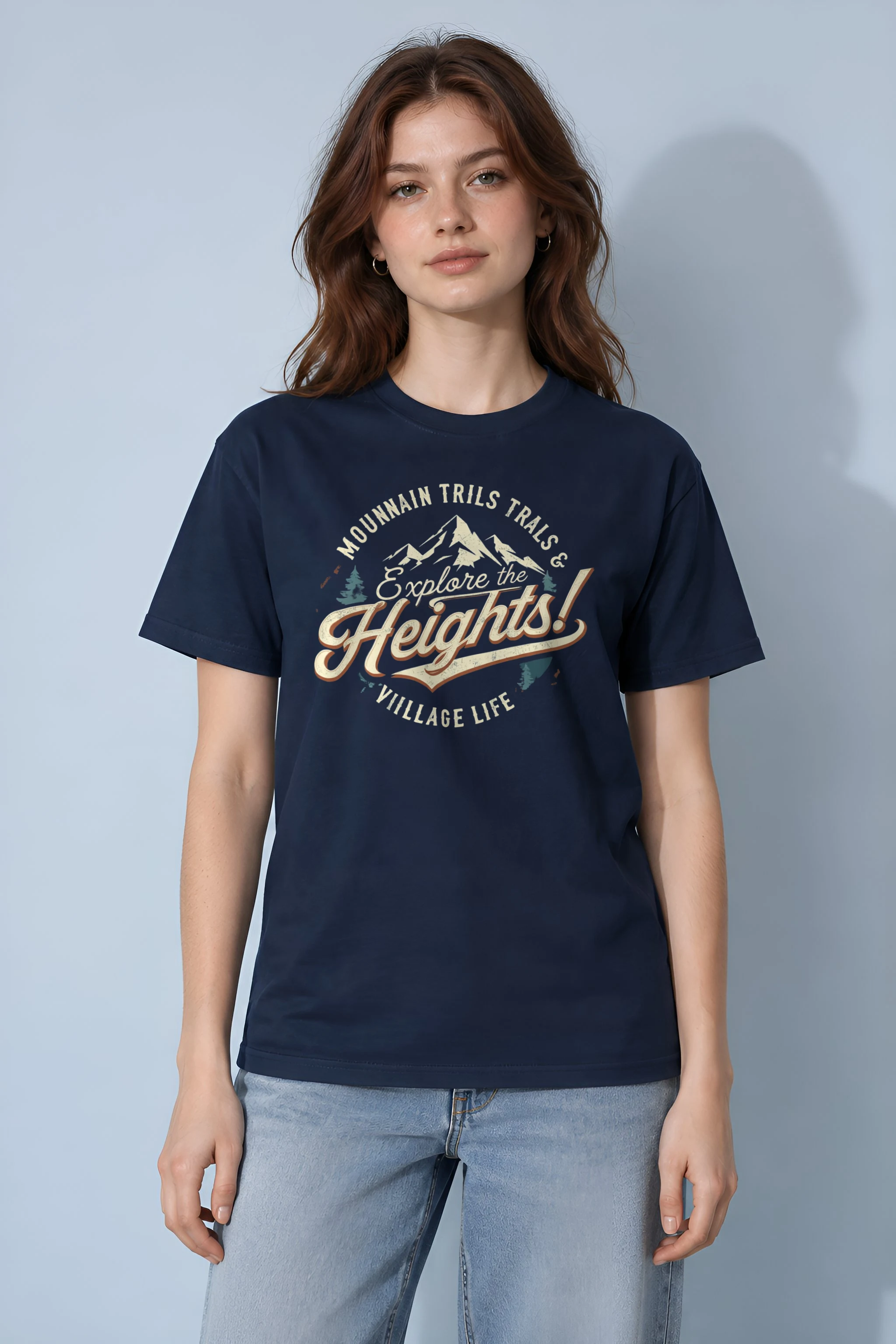 "Explore The Heights" Heavyweight Unisex Crewneck T-shirt
