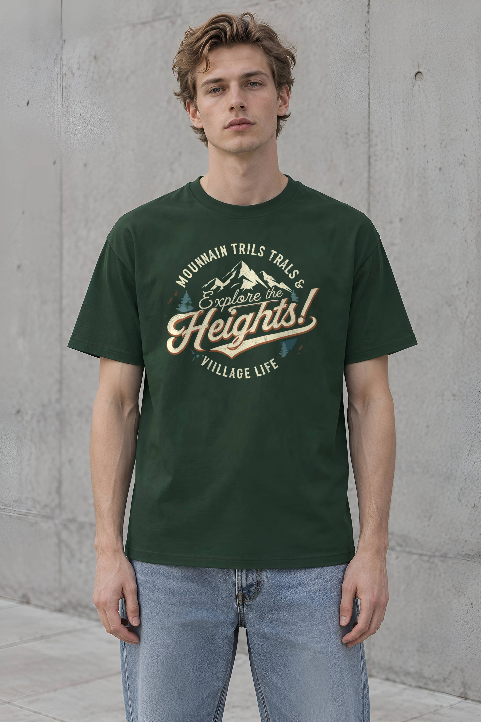 "Explore The Heights" Heavyweight Unisex Crewneck T-shirt
