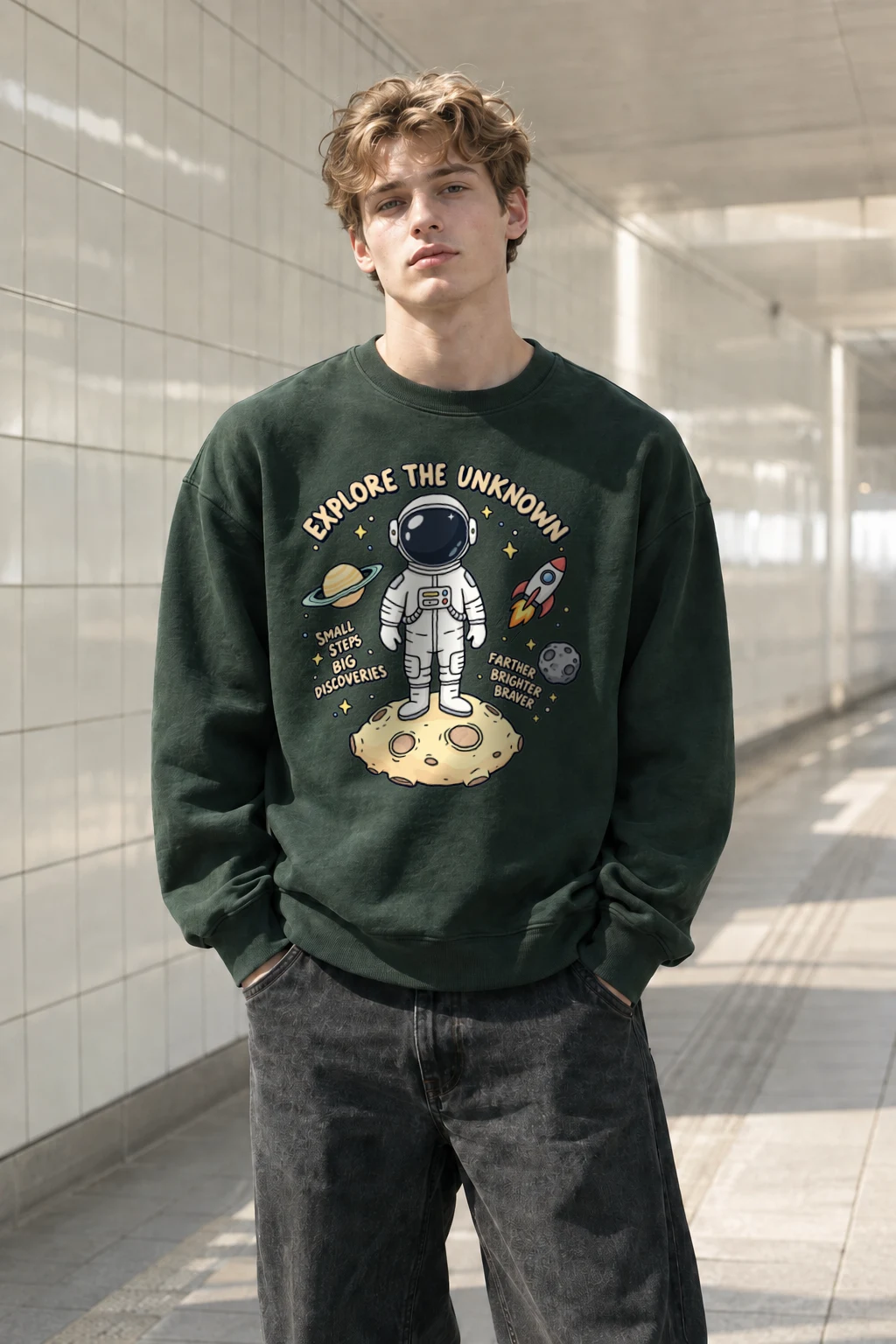 "Explore The Unknown" Heavy Blend Unisex Crewneck Sweatshirt | Gildan 18000