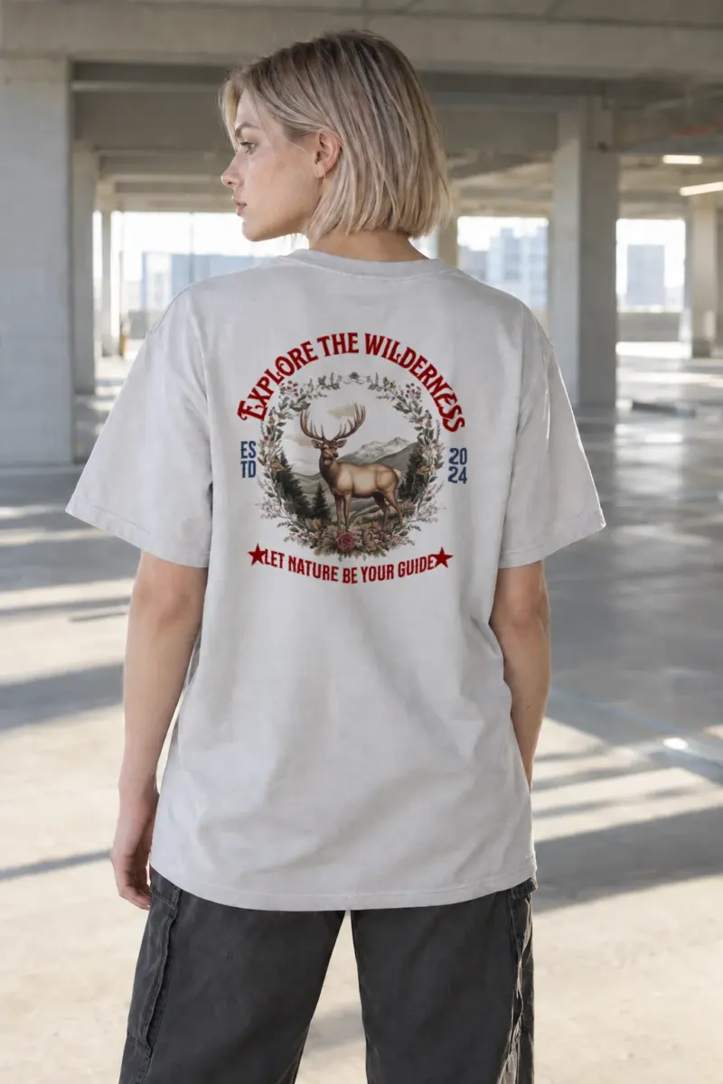 "Explore The Wilderness" Heavyweight Unisex Crewneck T-shirt | Gildan 5000