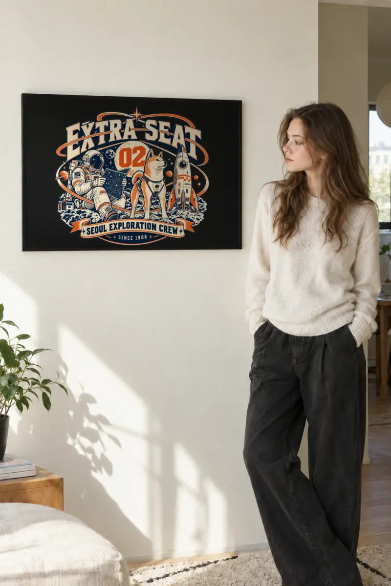 “Extra Seat 02” Premium Wooden Framed Poster · Landscape