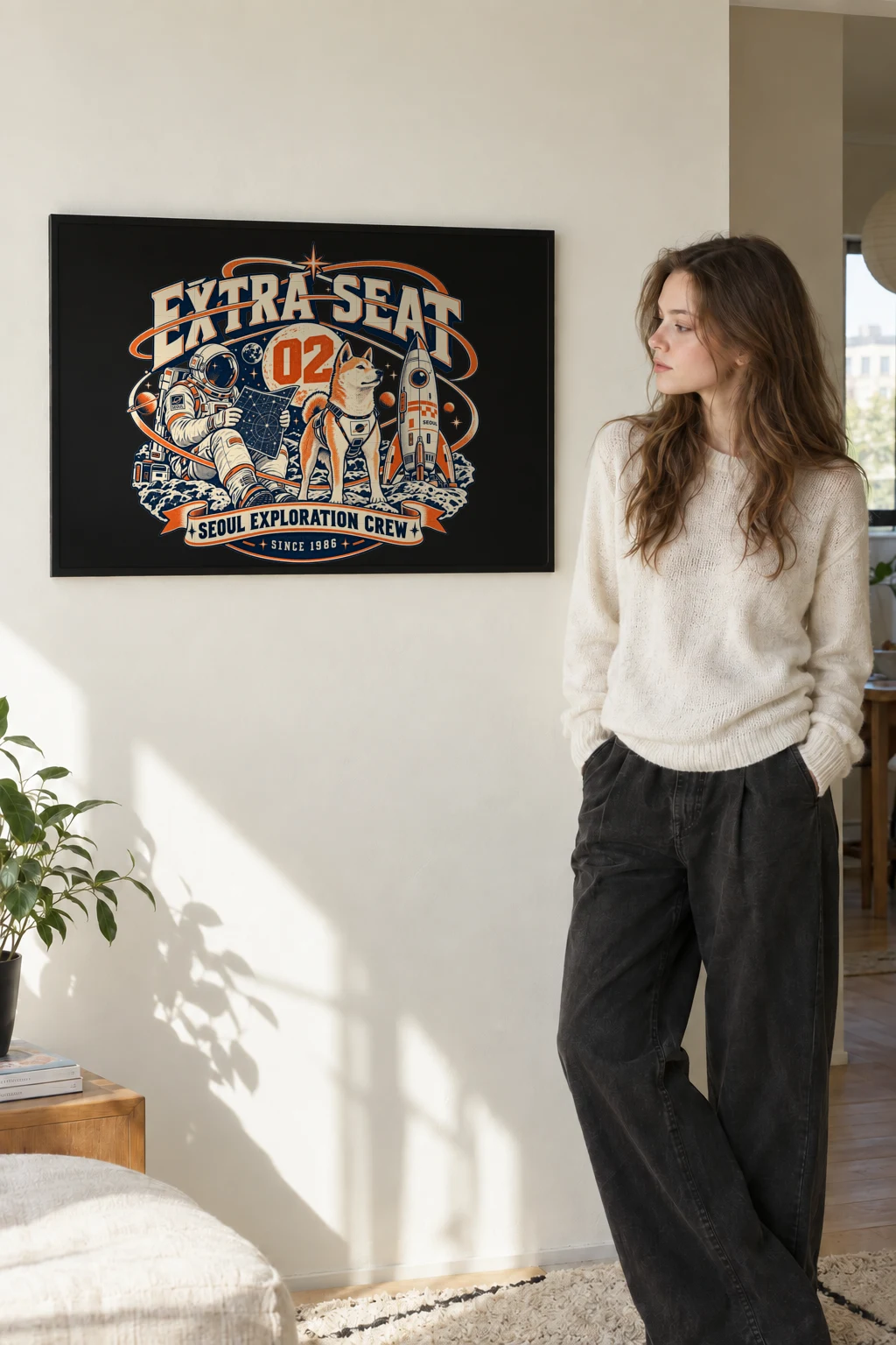 "Extra Seat 02" Premium Wooden Framed Poster · Landscape