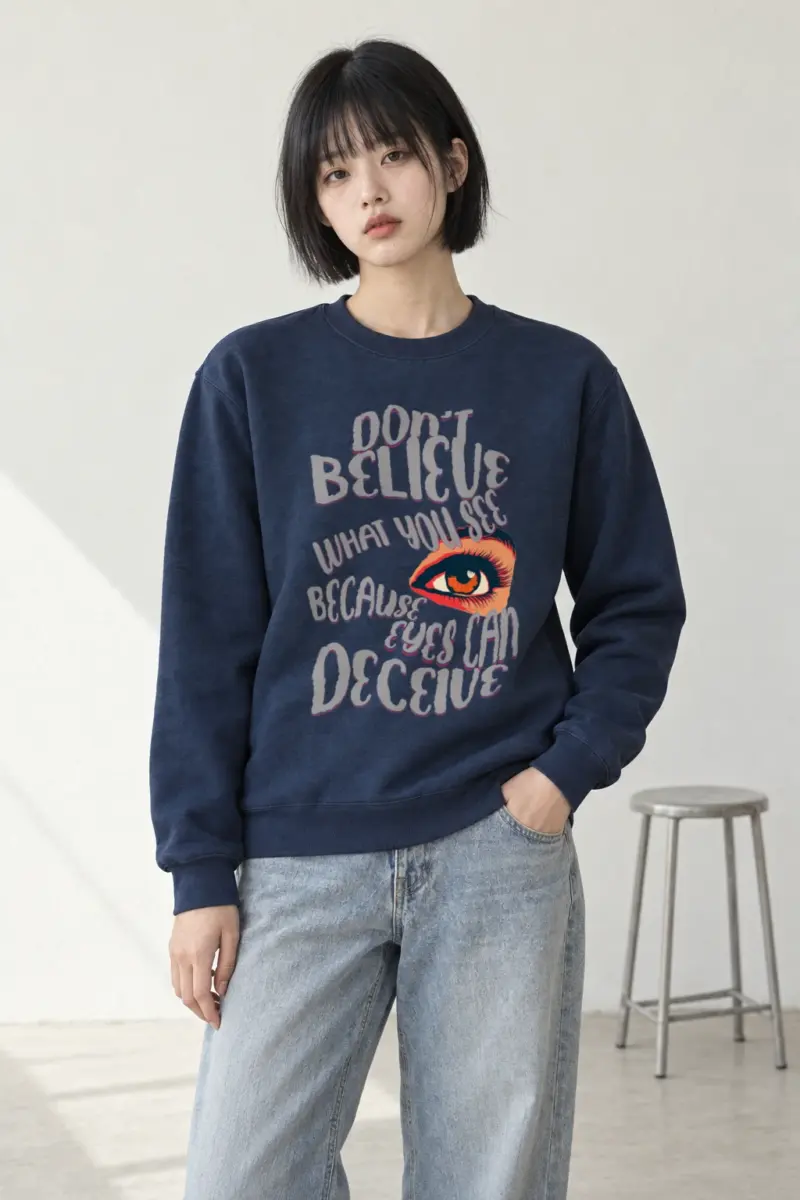 "Eyes Can Deceive" Heavy Blend Unisex Crewneck Sweatshirt | Gildan 18000