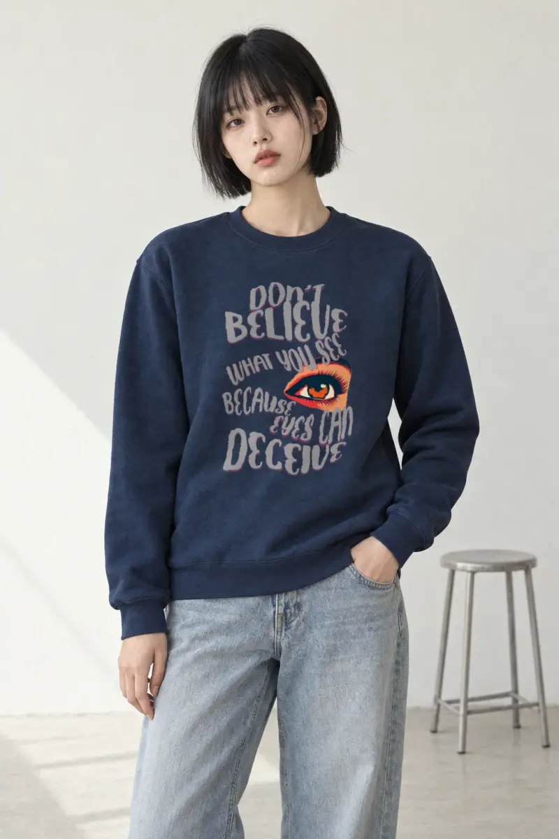 "Eyes Can Deceive" Heavy Blend Unisex Crewneck Sweatshirt