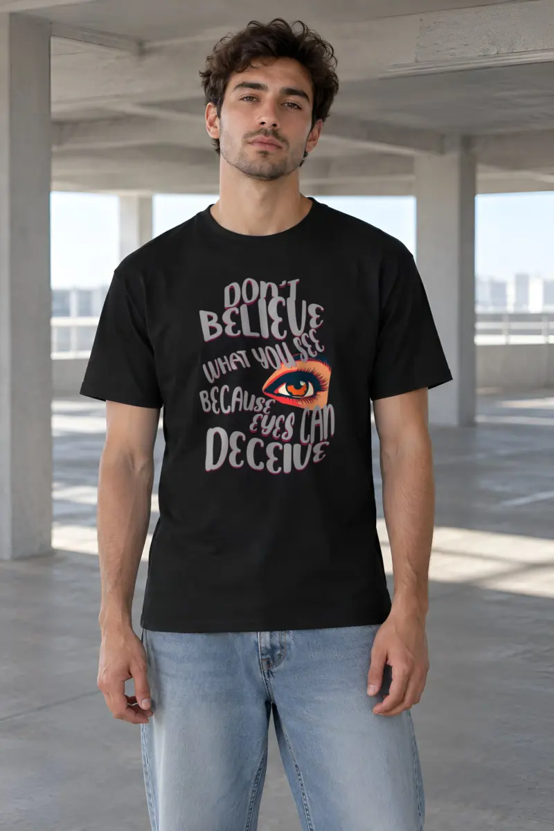 "Eyes Can Deceive" Heavyweight Unisex Crewneck T-shirt