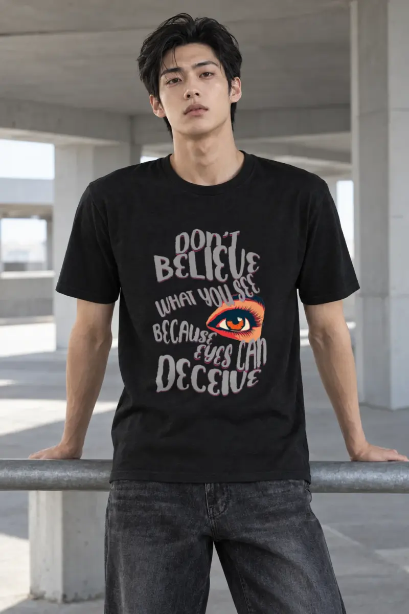 "Eyes Can Deceive" Heavyweight Unisex Crewneck T-shirt