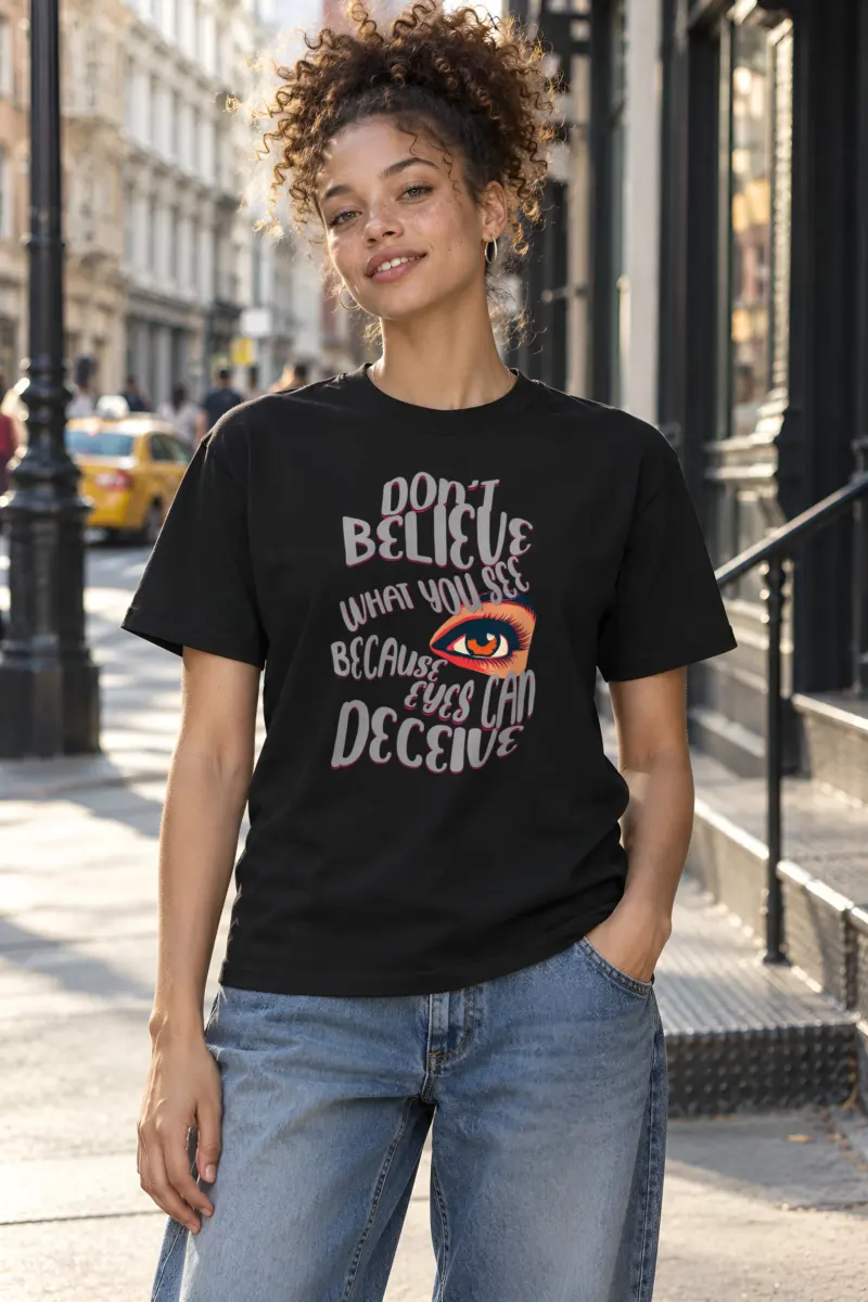 "Eyes Can Deceive" Heavyweight Unisex Crewneck T-shirt