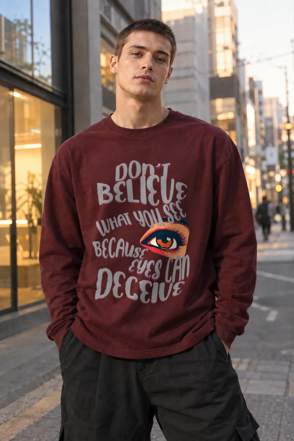 "Eyes Can Deceive" Unisex Longsleeve T-shirt | Gildan 2400