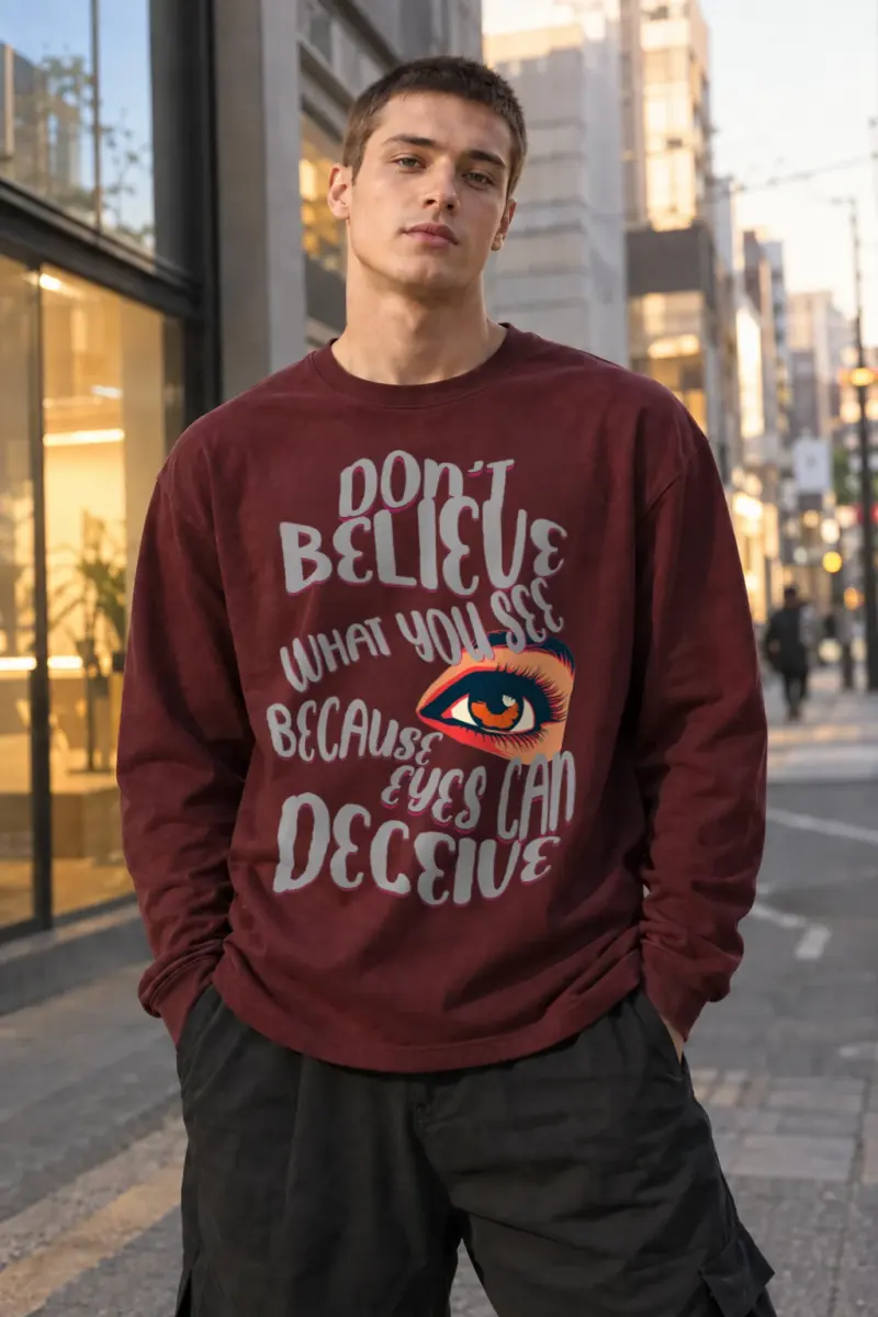 “Eyes Can Deceive” Unisex Longsleeve T-shirt | Gildan 2400