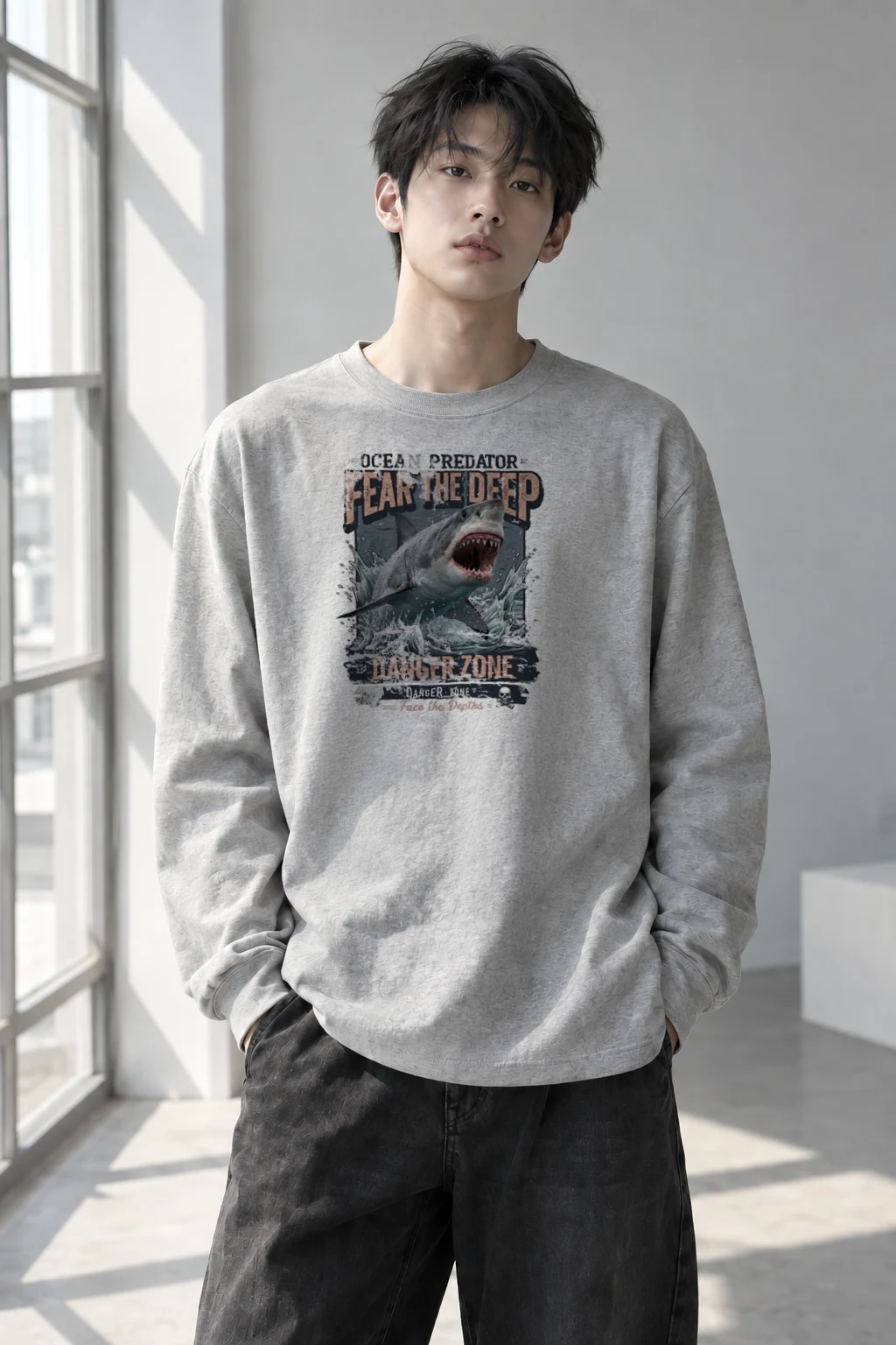 "Face The Depths" Unisex Longsleeve T-shirt | Gildan 2400