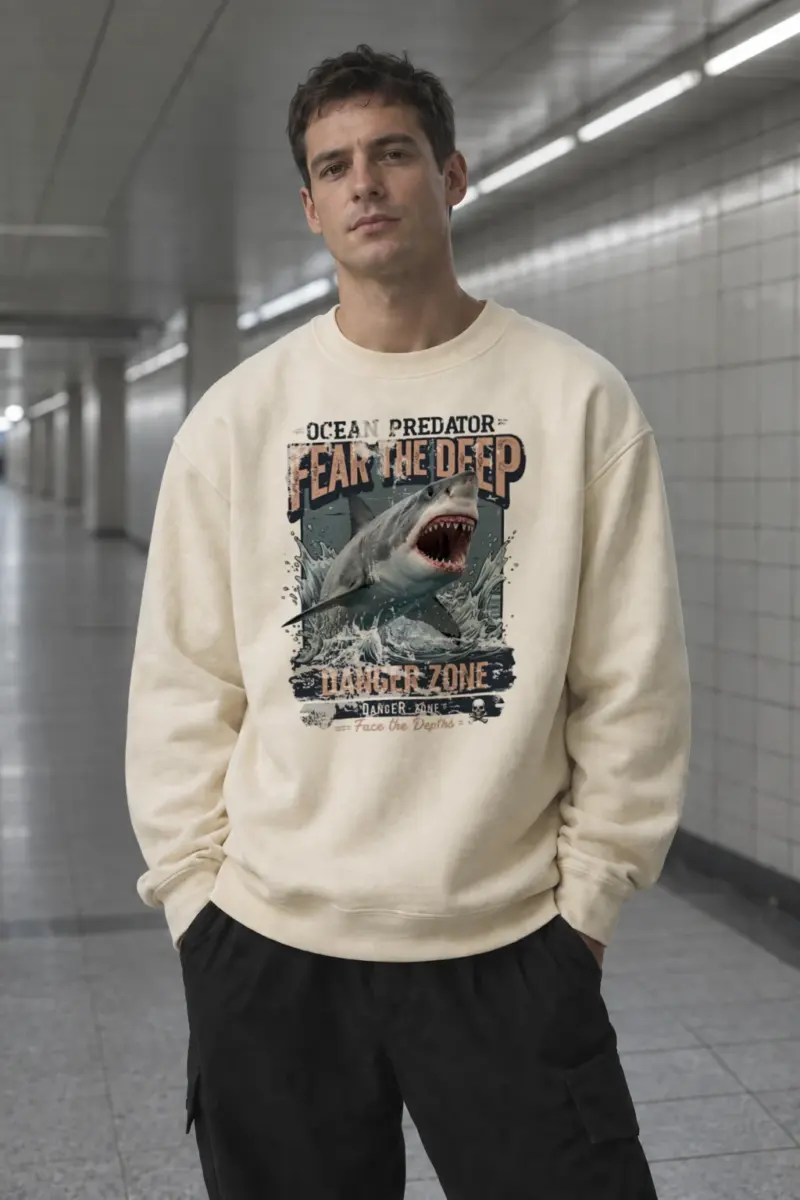 "Face The Depths" Unisex Sponge Fleece Crewneck Sweatshirt | Bella + Canvas 3901