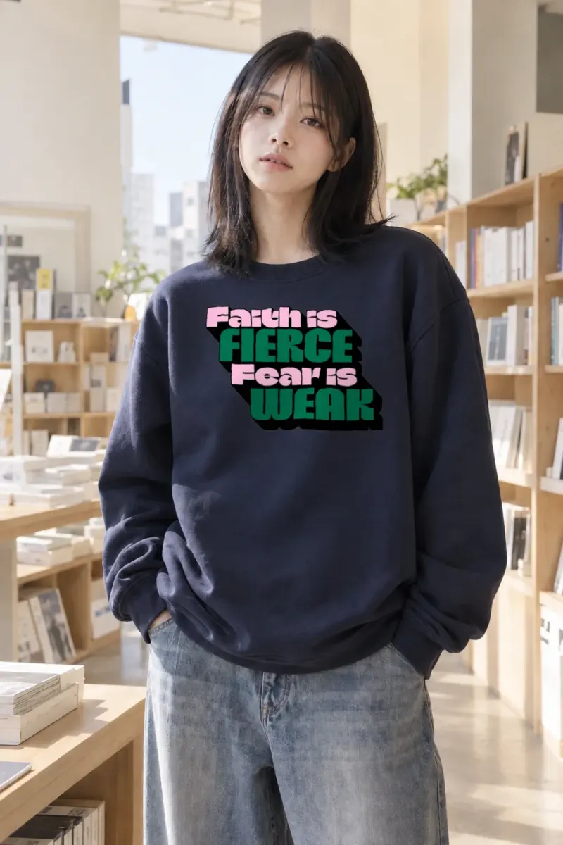 "Faith Is Fierce" Heavy Blend Unisex Crewneck Sweatshirt | Gildan 18000