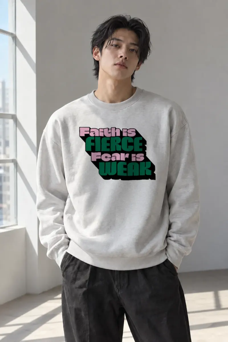 “Faith Is Fierce” Heavy Blend Unisex Crewneck Sweatshirt | Gildan 18000