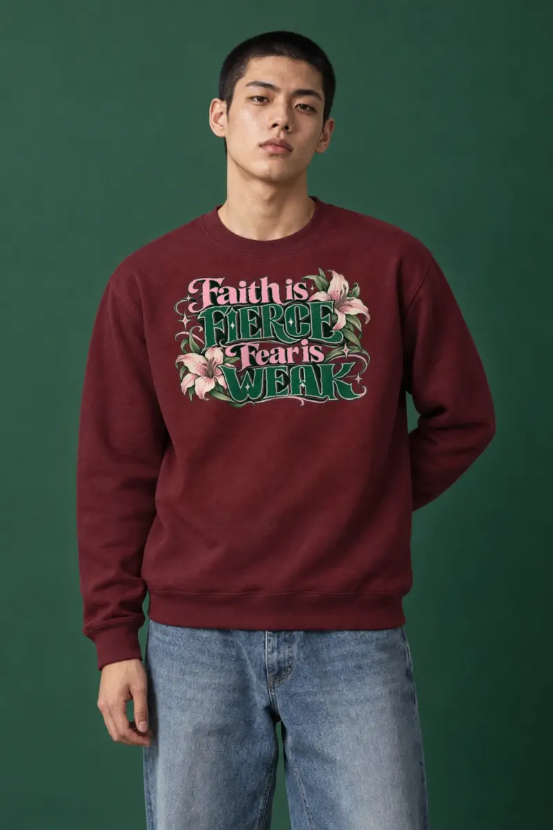 "Faith Is Fierce" Heavy Blend Unisex Crewneck Sweatshirt | Gildan 18000