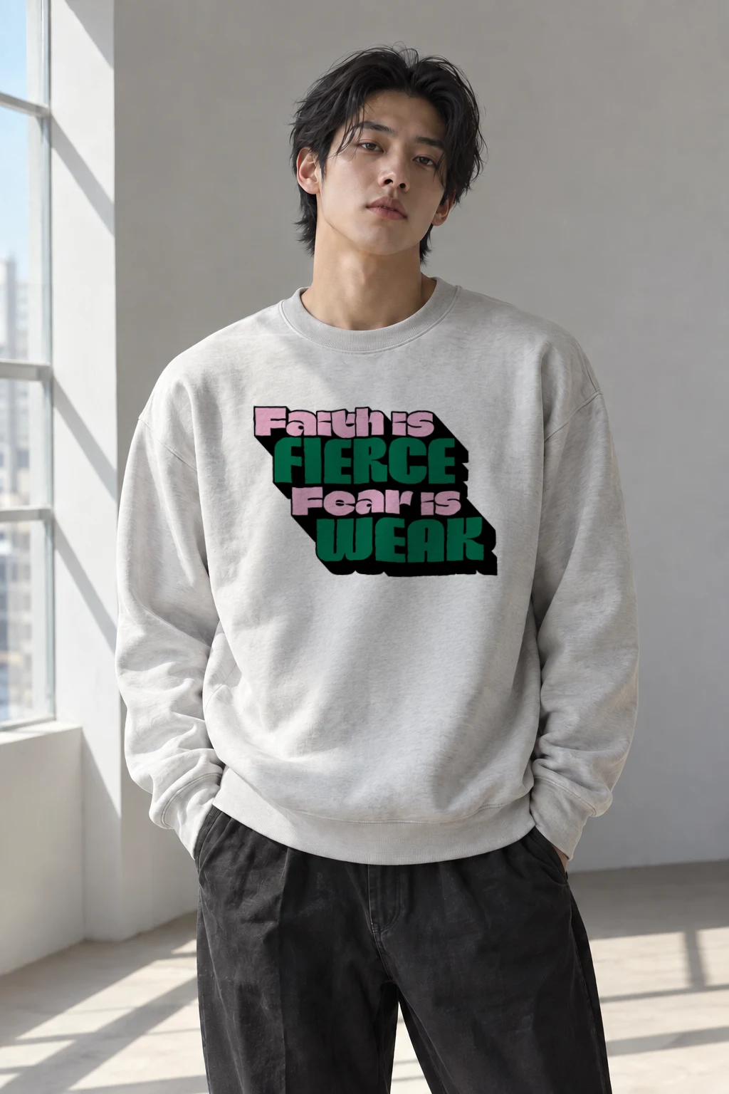 "Faith Is Fierce" Heavy Blend Unisex Crewneck Sweatshirt | Gildan 18000