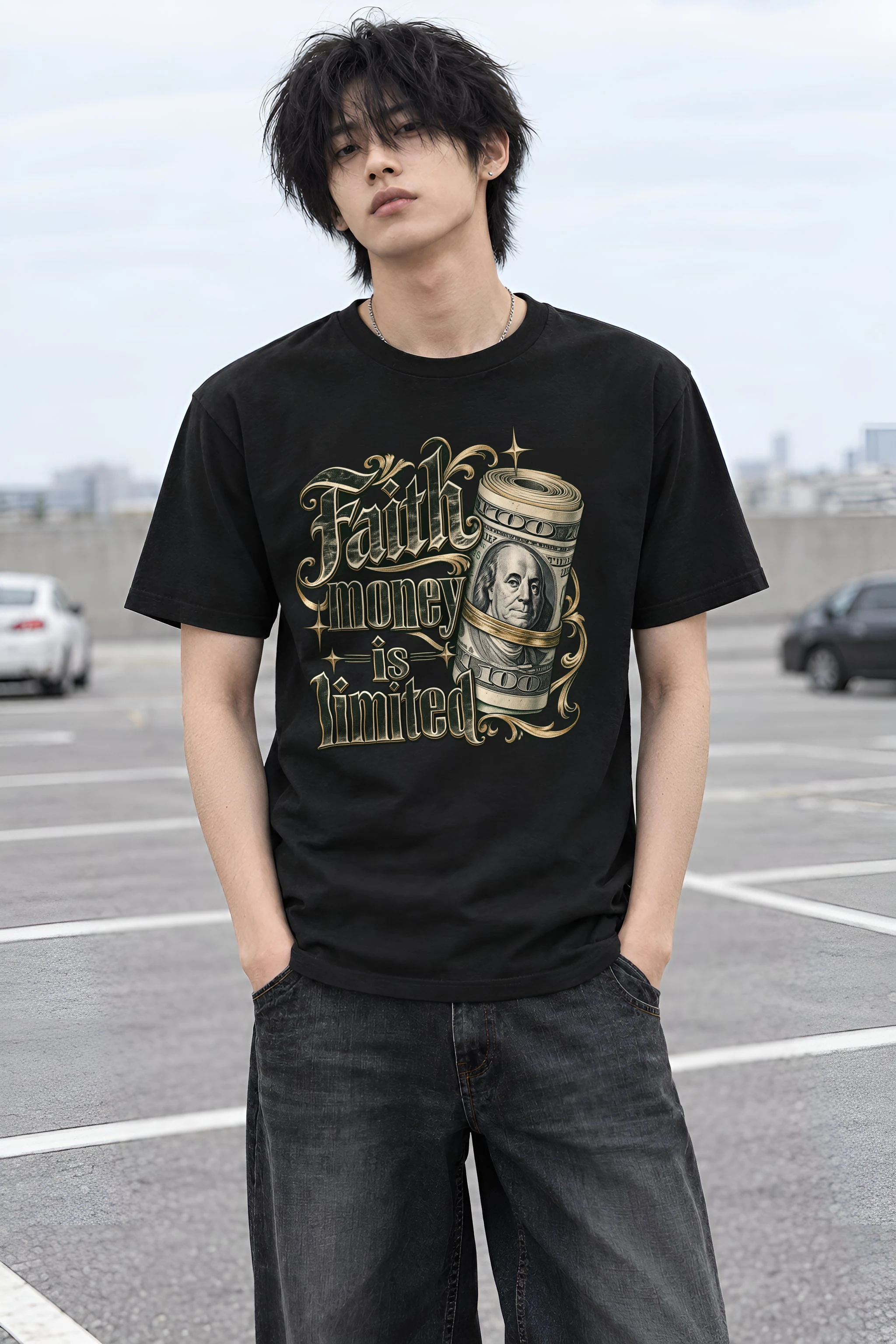 "Faith Money" Heavyweight Unisex Crewneck T-shirt