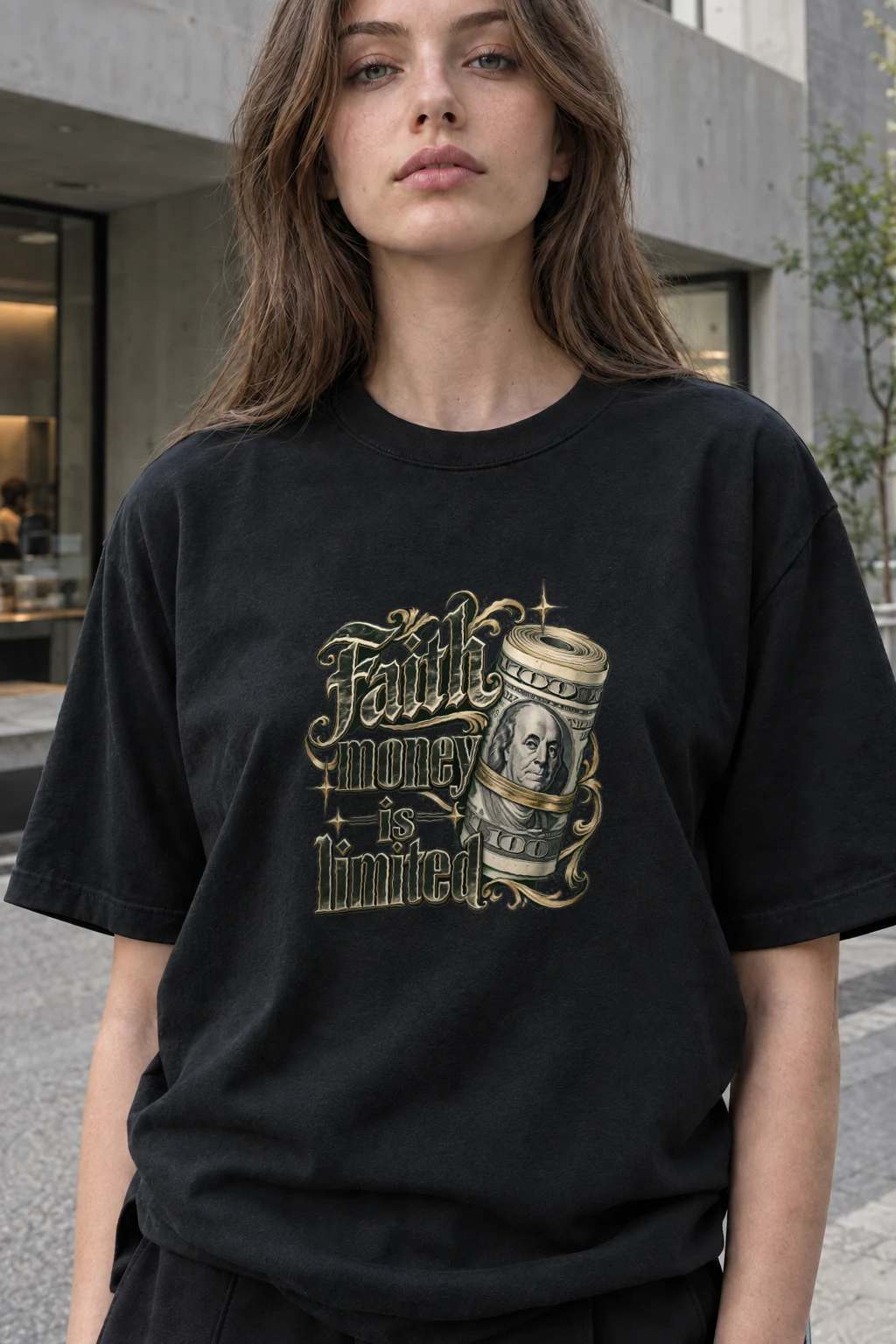 "Faith Money" Heavyweight Unisex Crewneck T-shirt | Gildan 5000