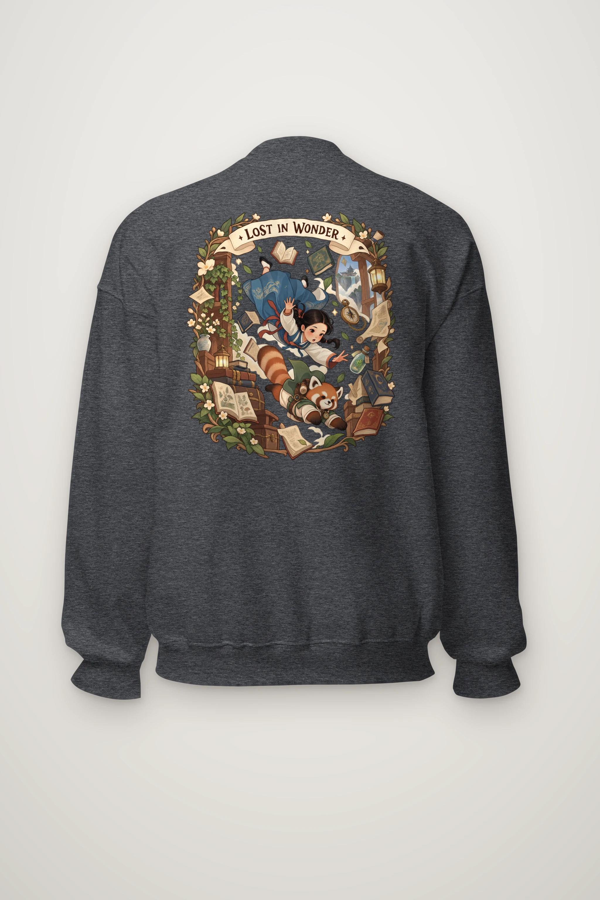 "Falling With Books" Heavy Blend Unisex Crewneck Sweatshirt