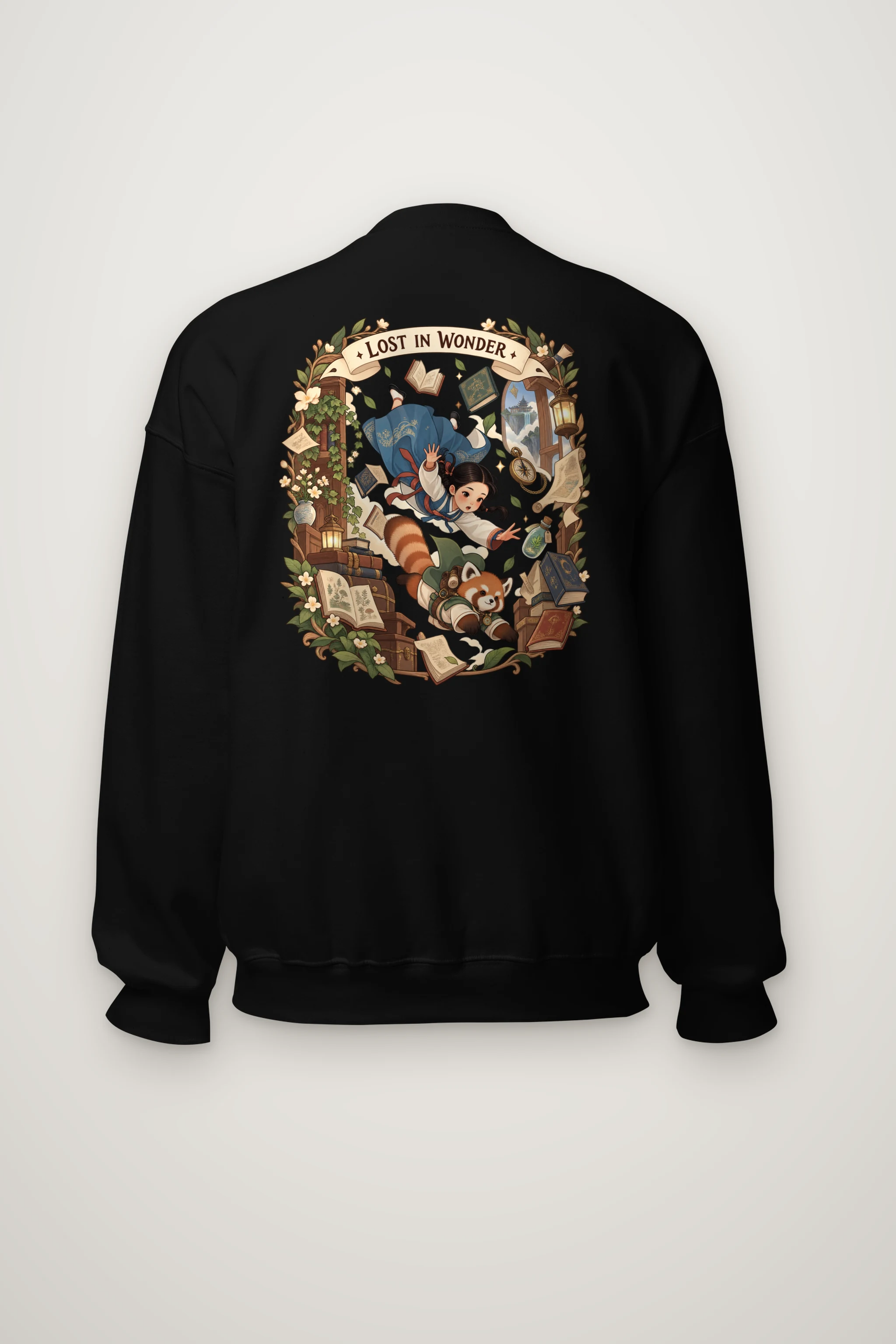"Falling With Books" Heavy Blend Unisex Crewneck Sweatshirt