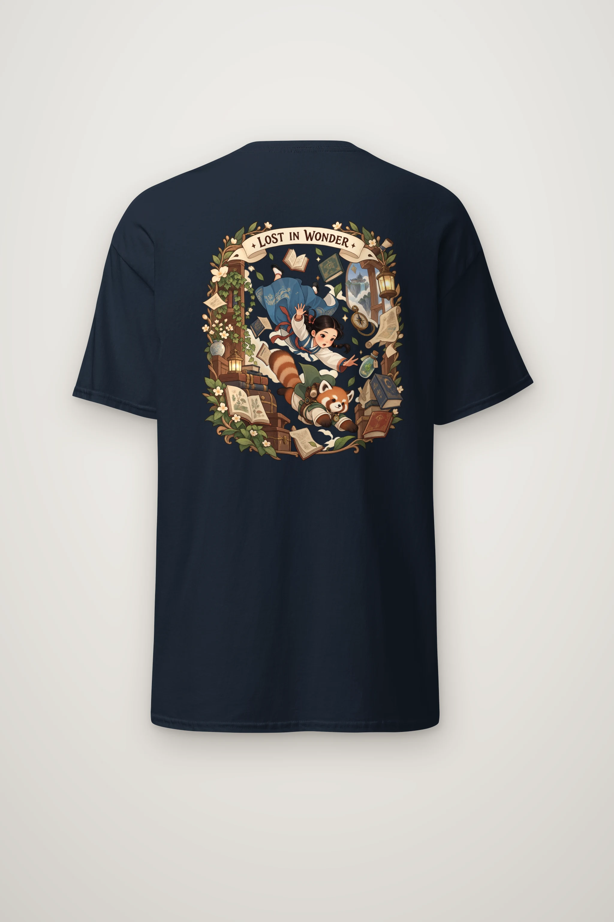 "Falling With Books" Heavyweight Unisex Crewneck T-shirt