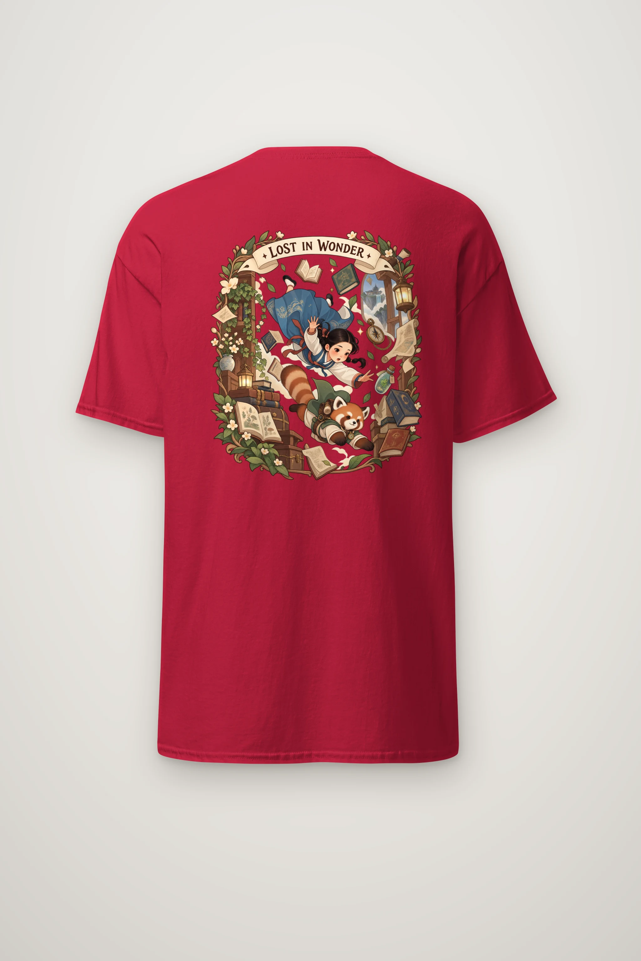 "Falling With Books" Heavyweight Unisex Crewneck T-shirt