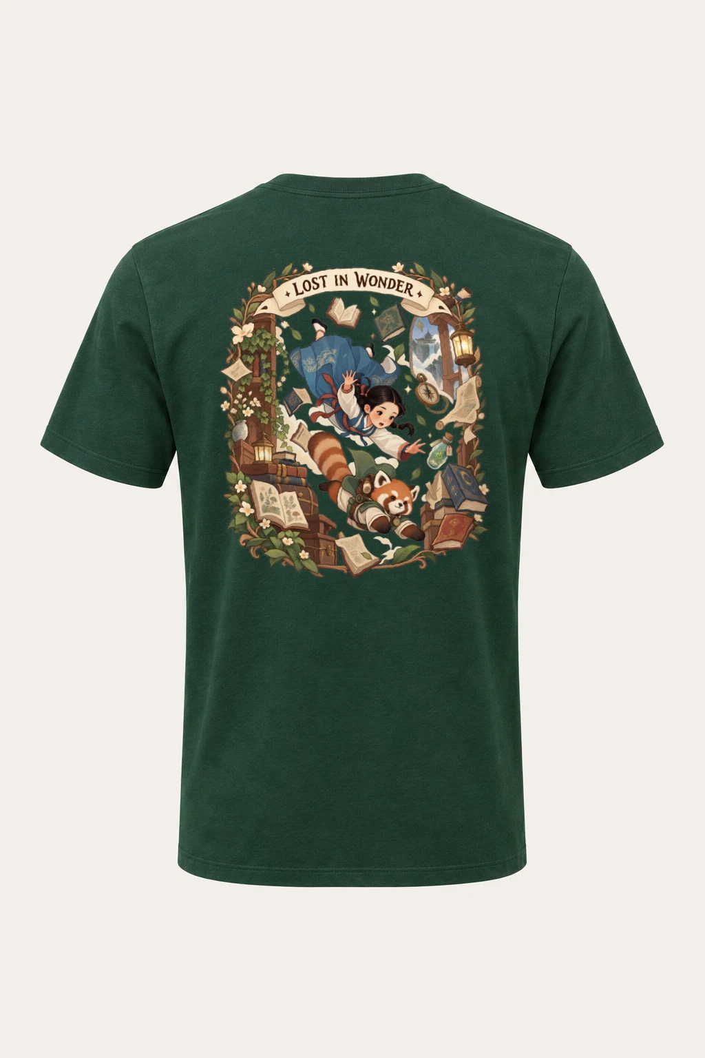 "Falling With Books" Heavyweight Unisex Crewneck T-shirt | Gildan 5000