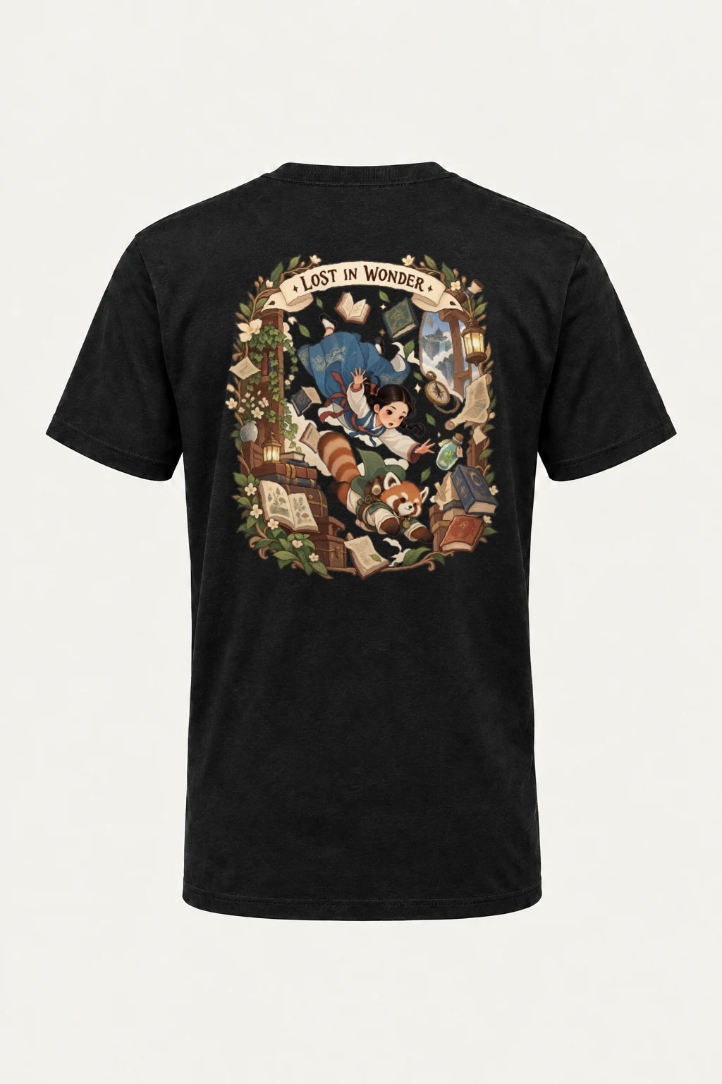 "Falling With Books" Heavyweight Unisex Crewneck T-shirt | Gildan 5000