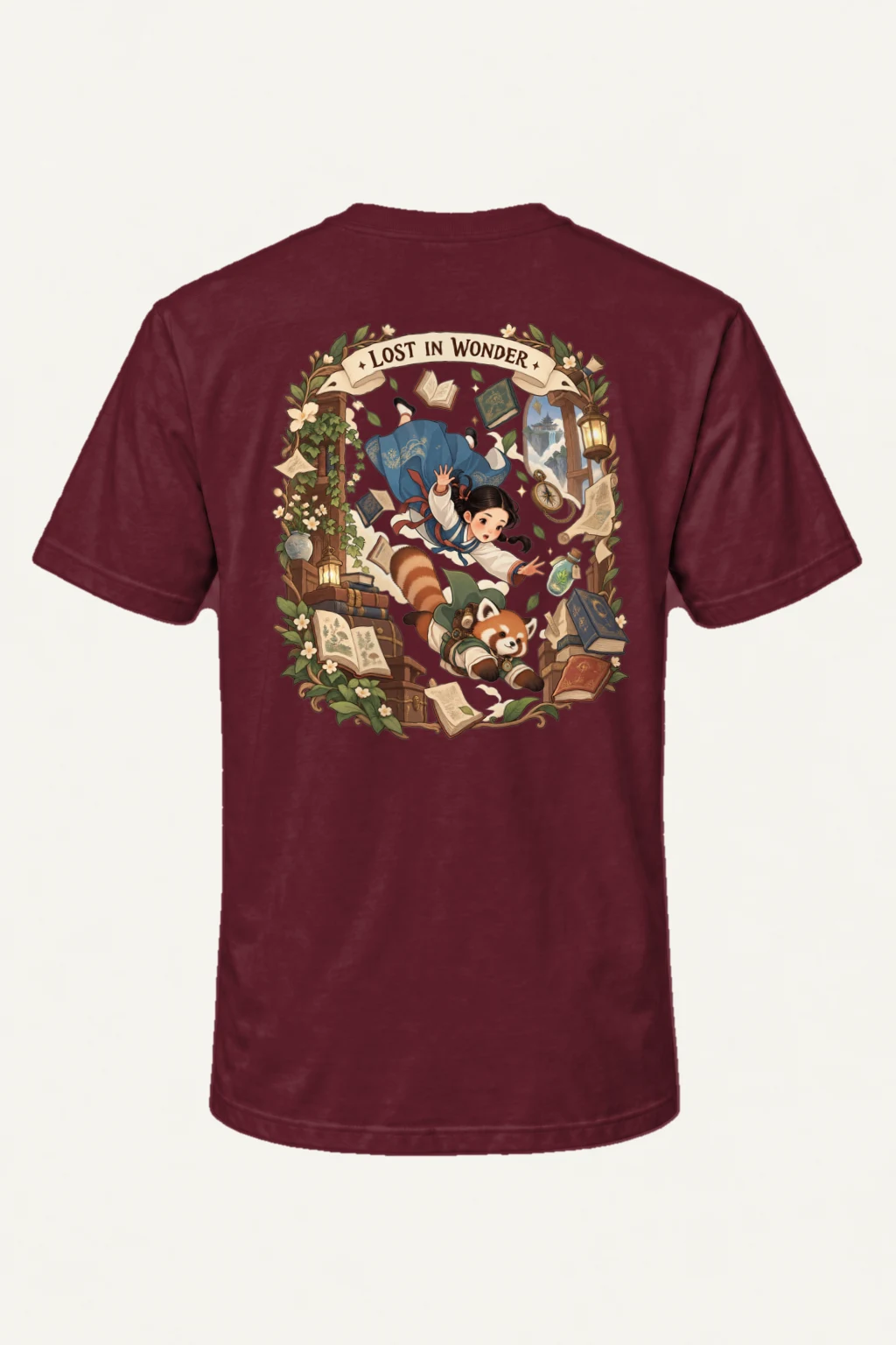 "Falling With Books" Heavyweight Unisex Crewneck T-shirt | Gildan 5000