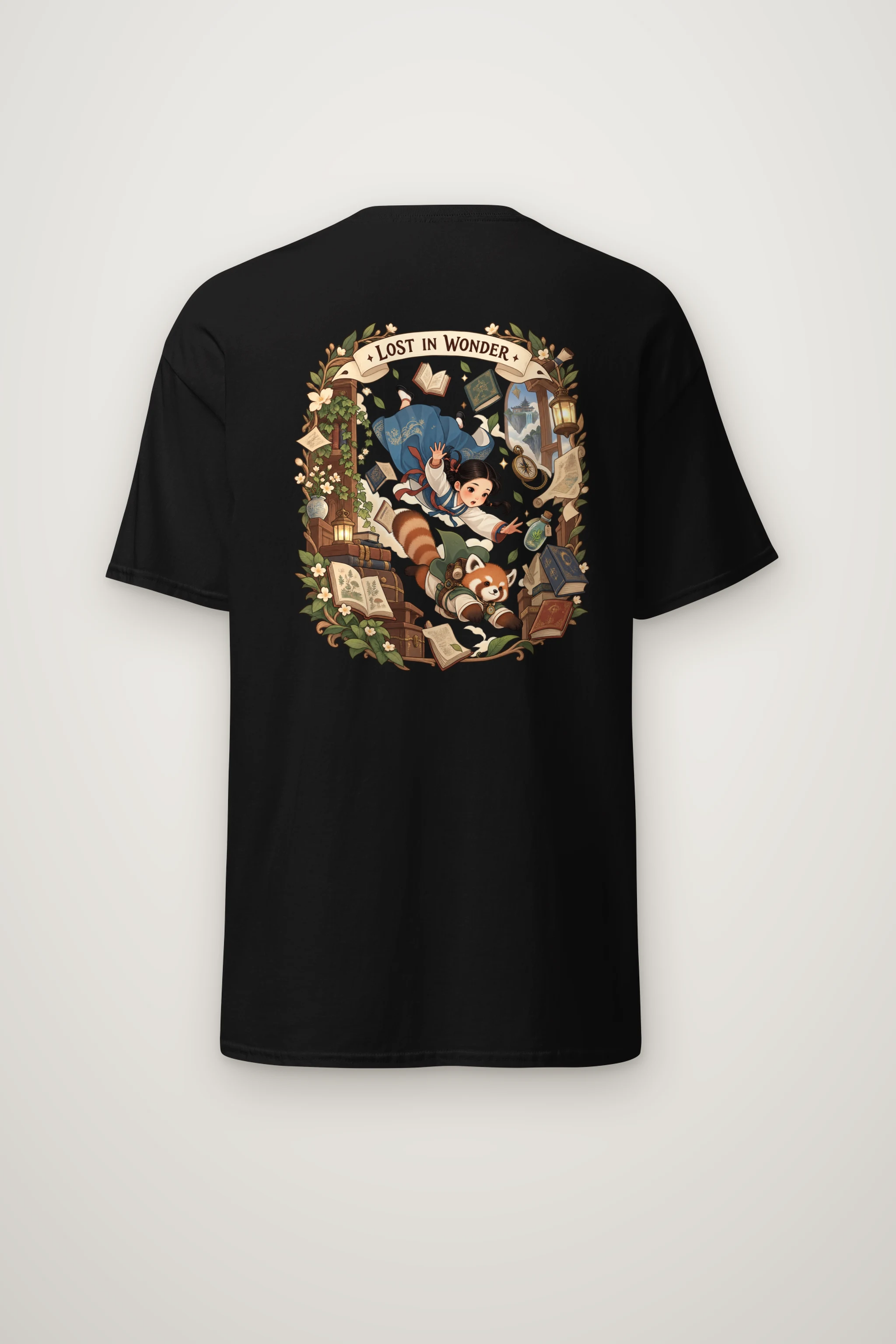 "Falling With Books" Heavyweight Unisex Crewneck T-shirt