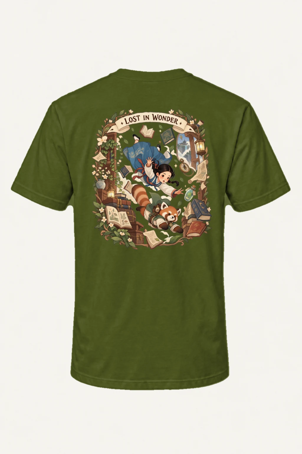 "Falling With Books" Heavyweight Unisex Crewneck T-shirt | Gildan 5000