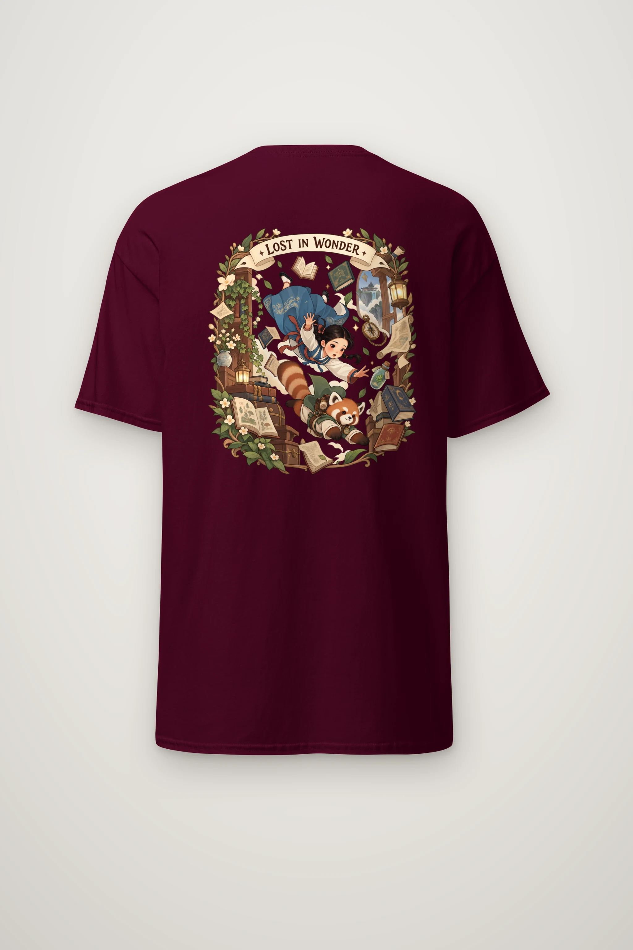 "Falling With Books" Heavyweight Unisex Crewneck T-shirt