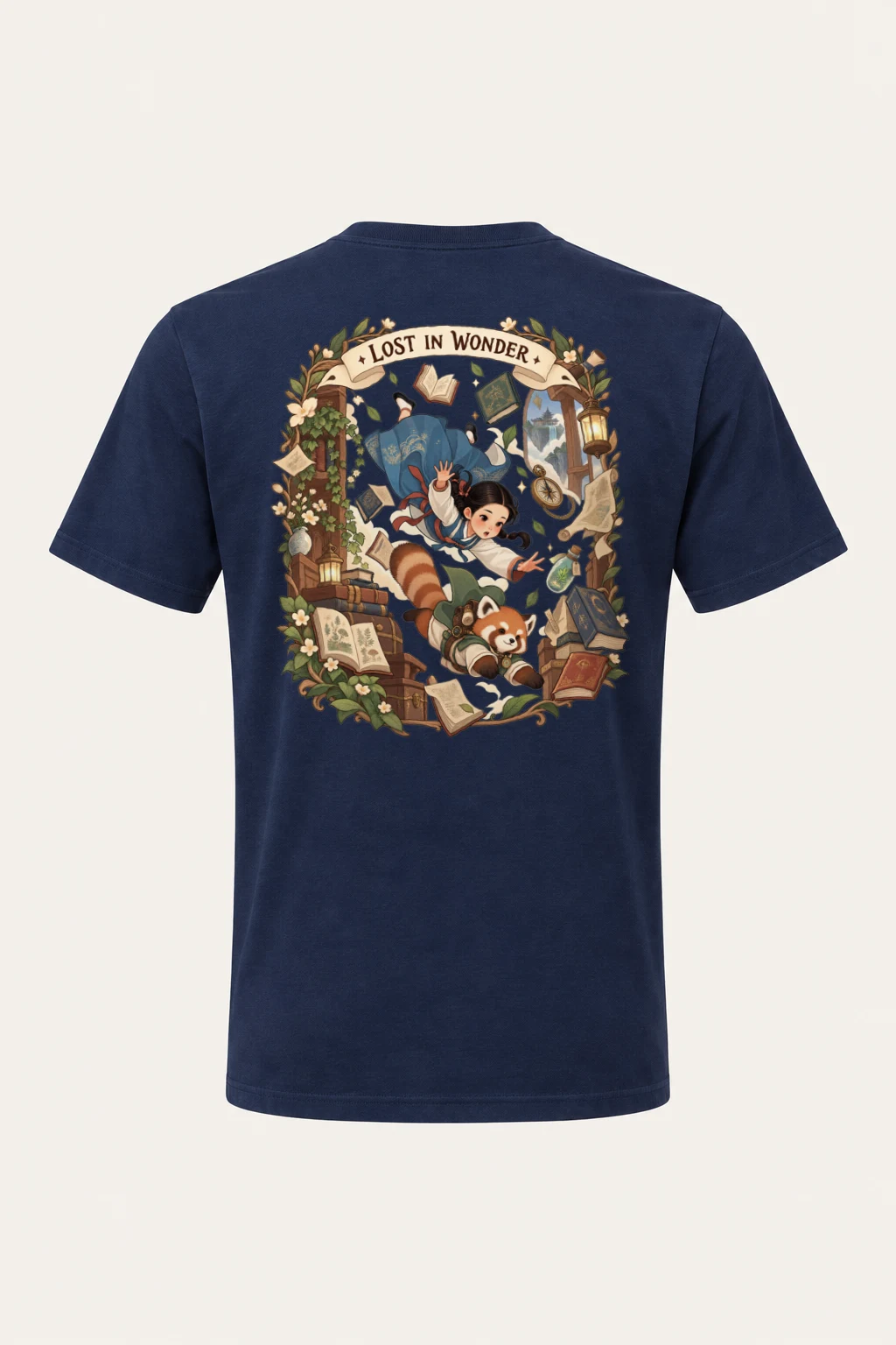 "Falling With Books" Heavyweight Unisex Crewneck T-shirt | Gildan 5000
