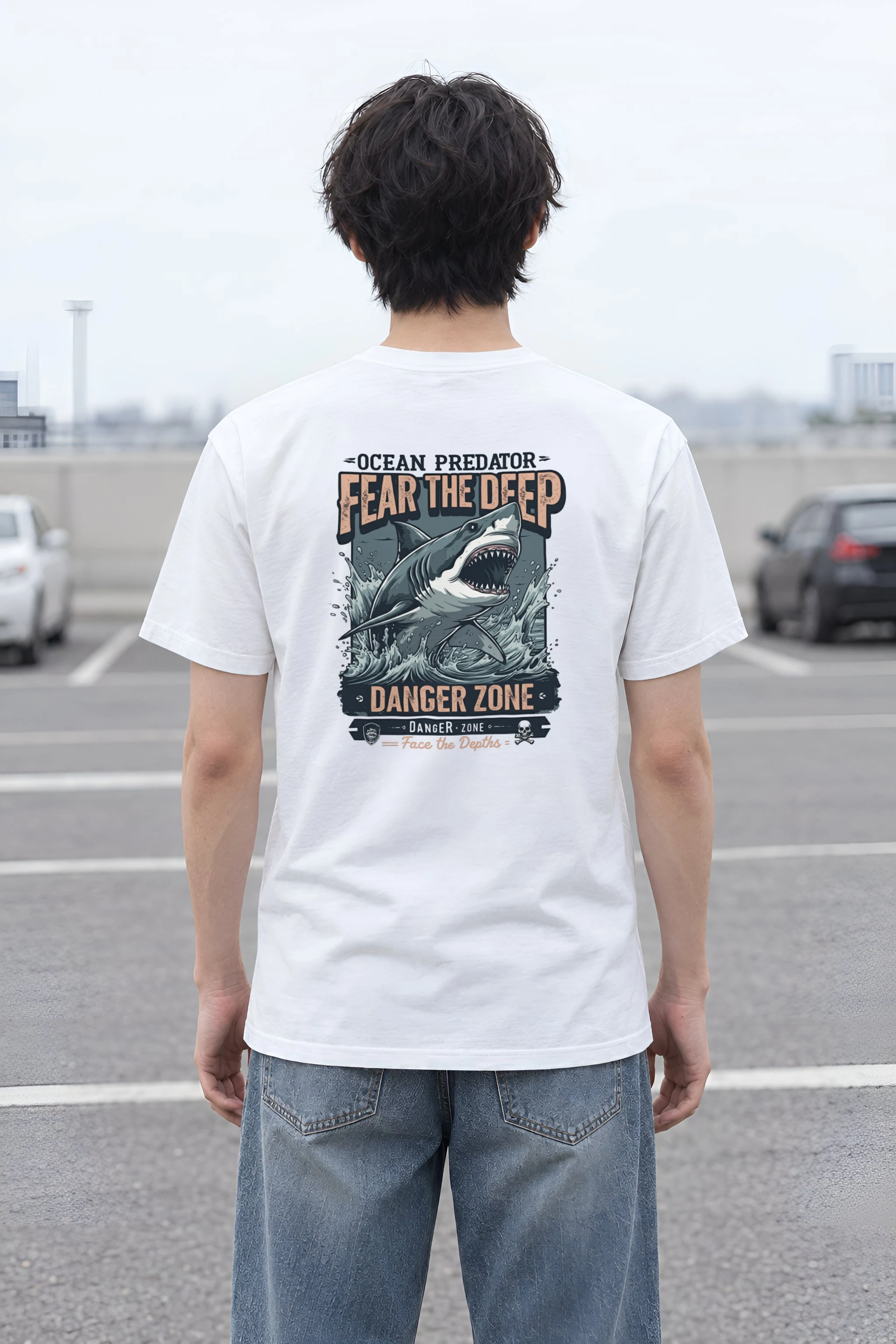 "Fear The Deep" Heavyweight Unisex Crewneck T-shirt