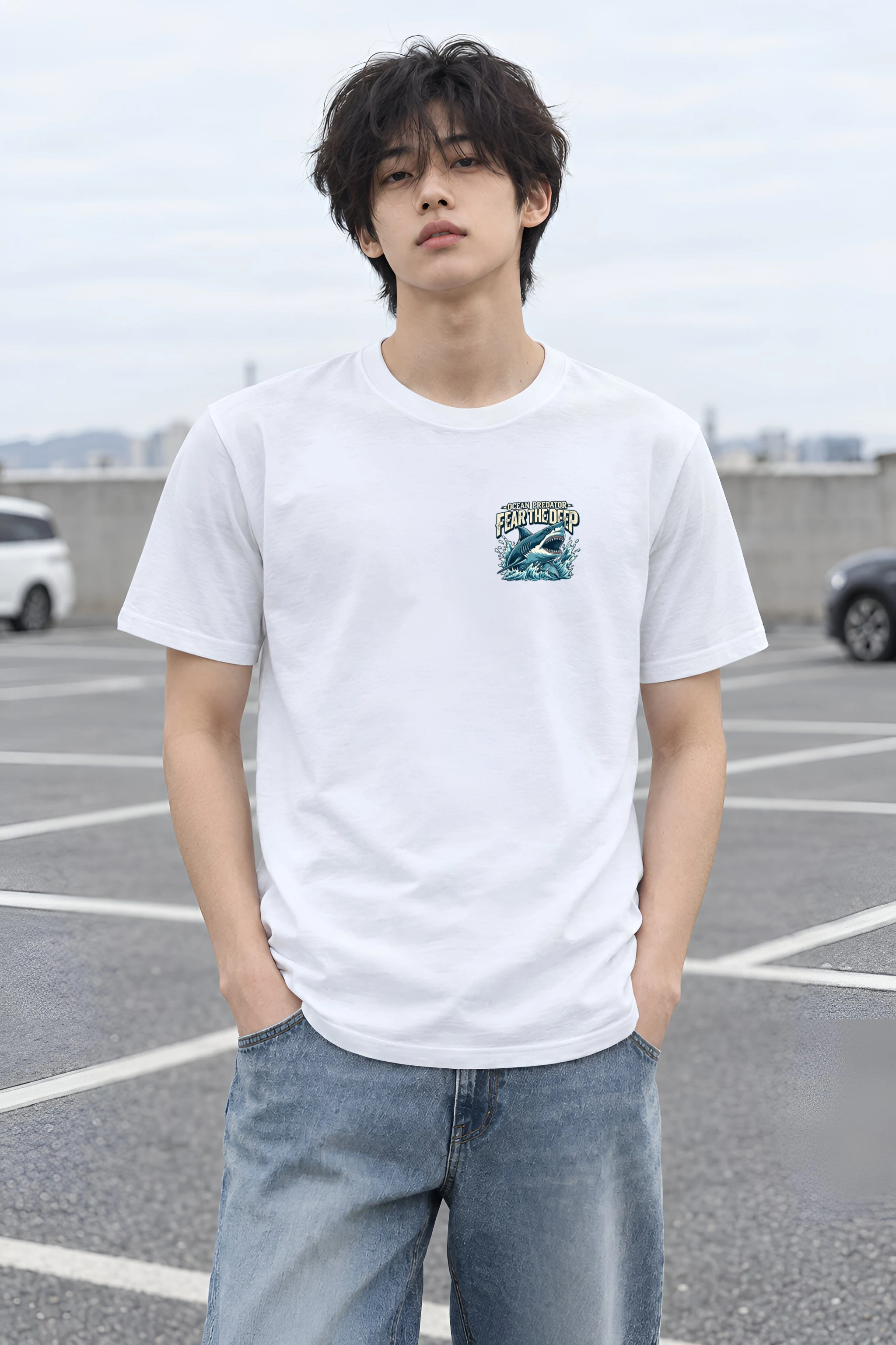 "Fear The Deep" Heavyweight Unisex Crewneck T-shirt