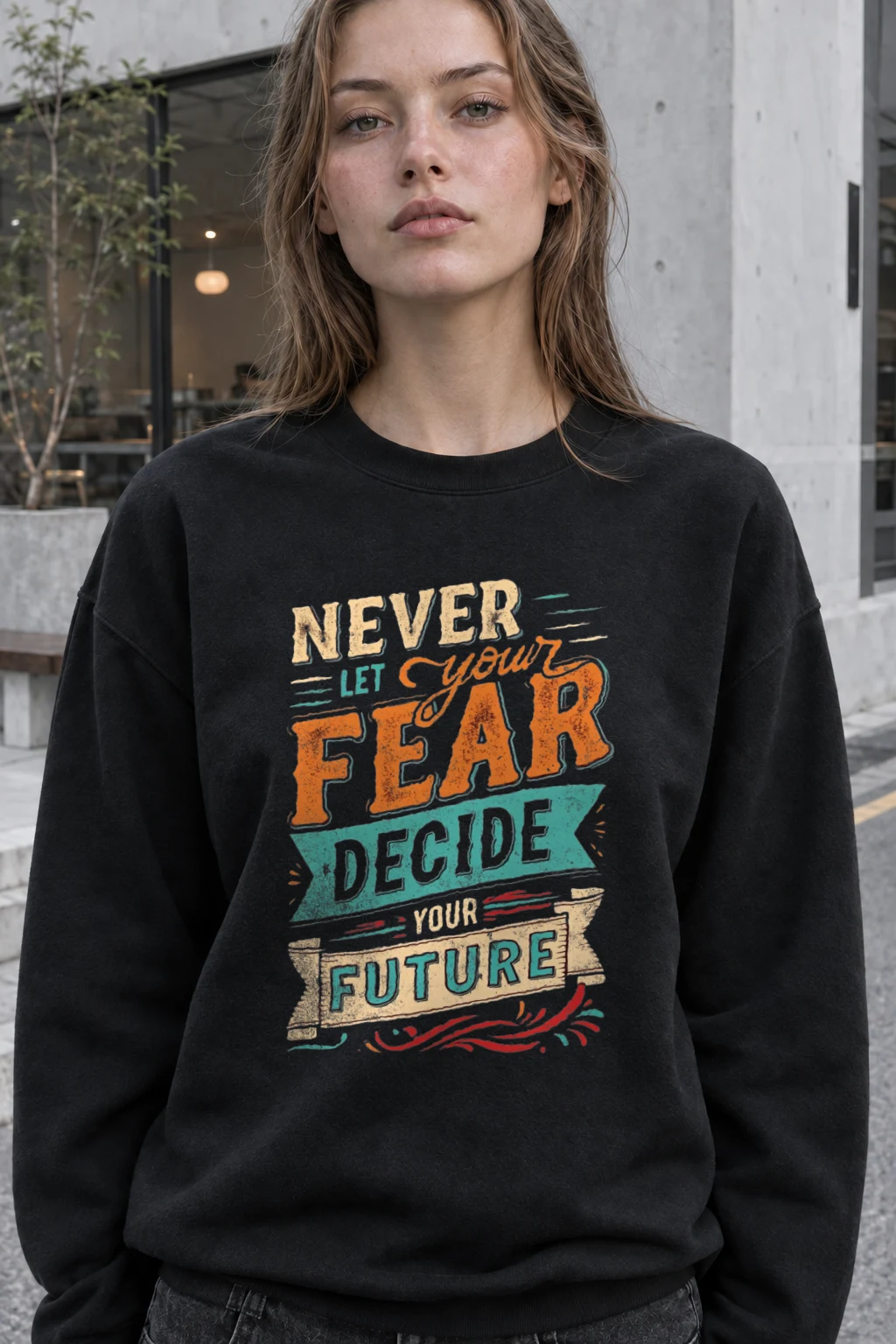 "Fear Won't Decide" Heavy Blend Unisex Crewneck Sweatshirt | Gildan 18000