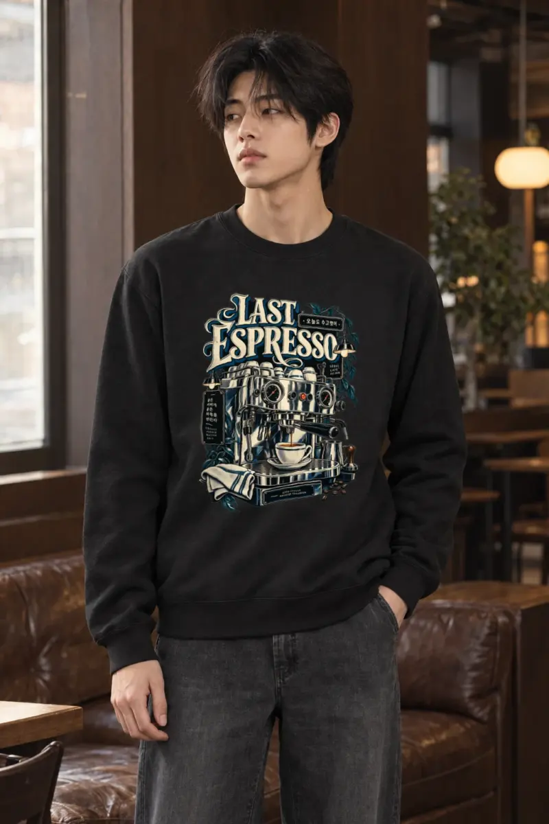 "Last Espresso Seoul Café" Heavy Blend Unisex Crewneck Sweatshirt
