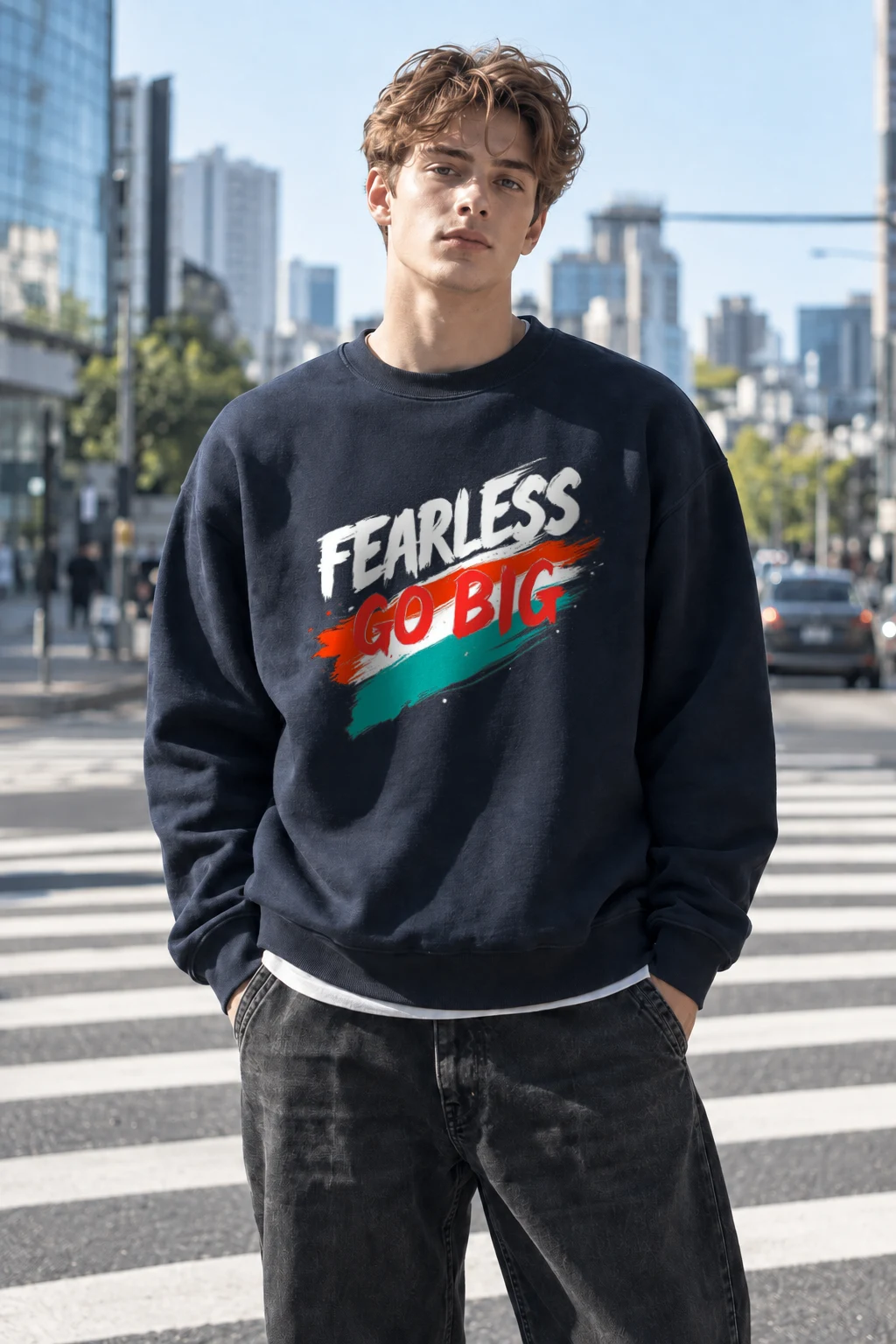 "Fearless Go Big" Heavy Blend Unisex Crewneck Sweatshirt | Gildan 18000