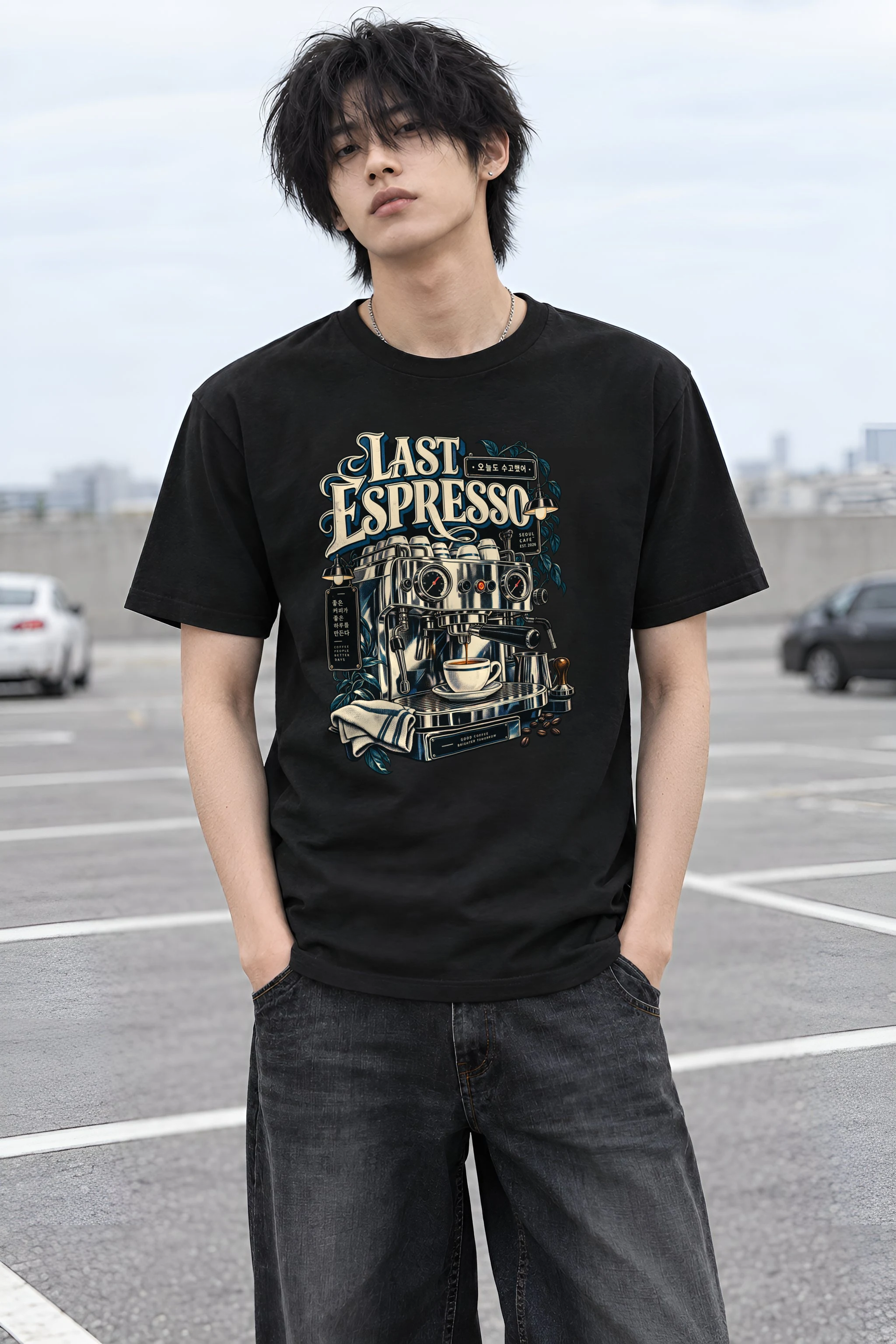 "Good Coffee Brighter Tomorrow" Heavyweight Unisex Crewneck T-shirt