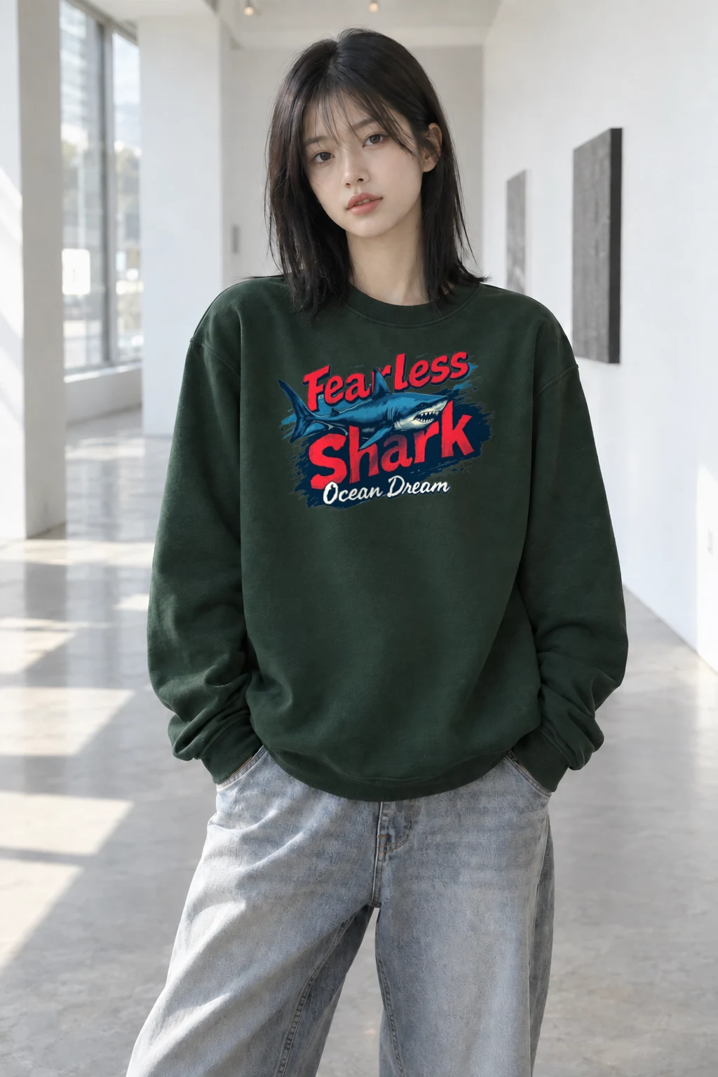 "Fearless Shark" Heavy Blend Unisex Crewneck Sweatshirt | Gildan 18000