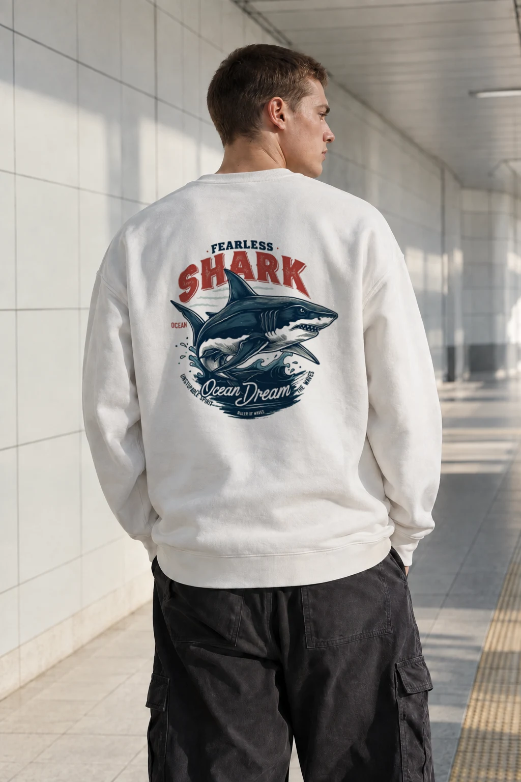 "Fearless Shark" Heavy Blend Unisex Crewneck Sweatshirt | Gildan 18000