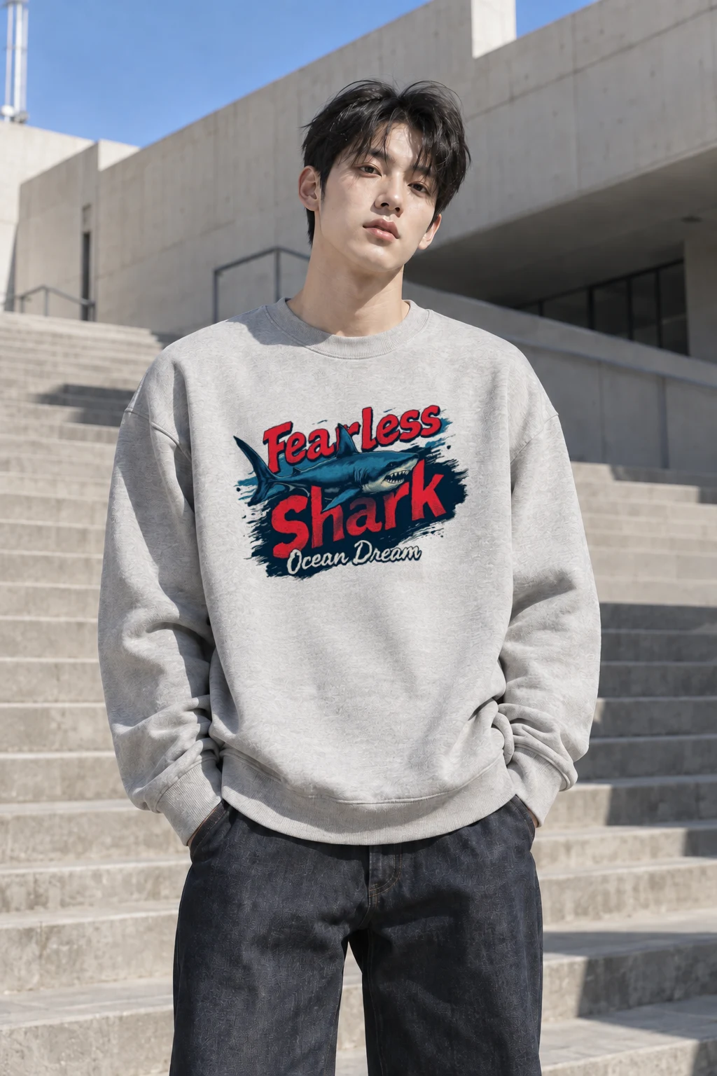 "Fearless Shark" Heavy Blend Unisex Crewneck Sweatshirt | Gildan 18000
