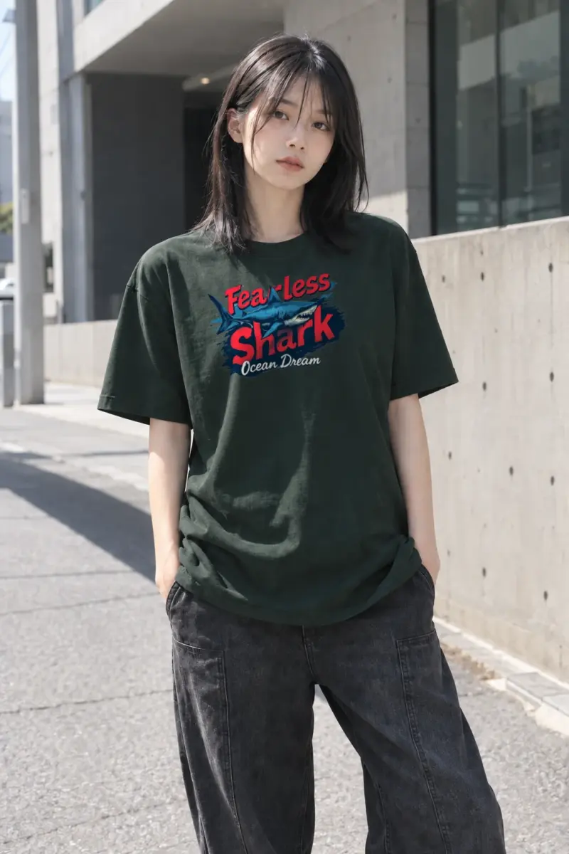 "Fearless Shark" Heavyweight Unisex Crewneck T-shirt | Gildan 5000