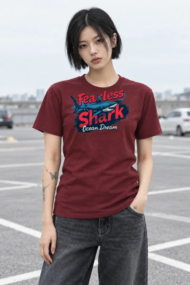 "Fearless Shark" Heavyweight Unisex Crewneck T-shirt